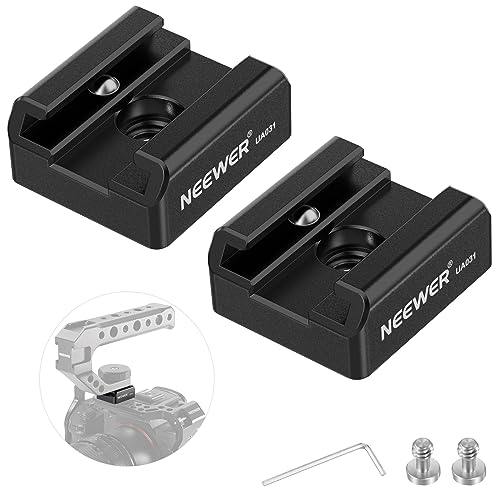 NEEWER 2 Pack Cold Shoe Mount Adapter, Cold Shoe Bracket with 1/4" Thread, Compatible with SmallRig DSLR Camera Cage Microphone LED Light Monitor and More, ST26