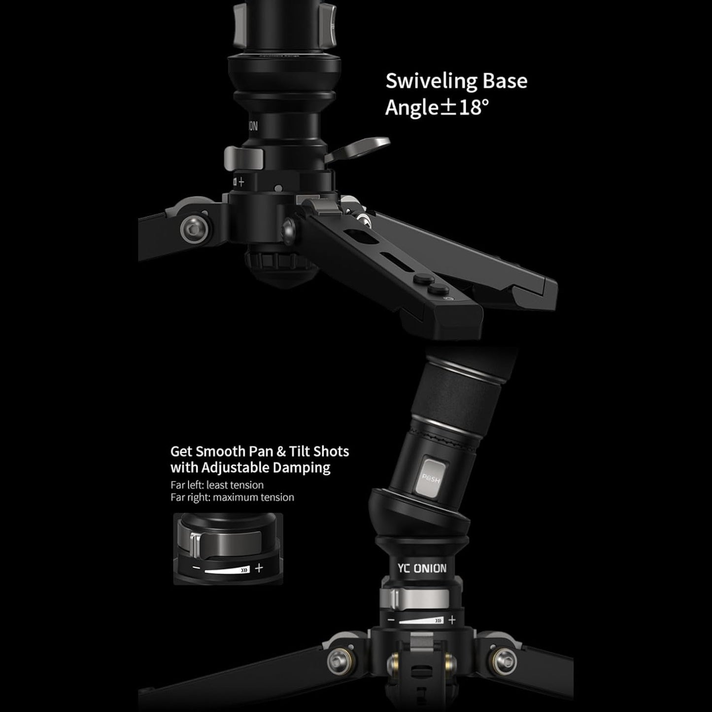 YC Onion Pineta Pro Carbon Fiber Monopod with FH60 Fluid Head and Pedal Base, Light Stand Lightweight Travel Monopod with Quick Release Plate for Sony Canon Nikon DSLR Cameras, Gimbal and etc