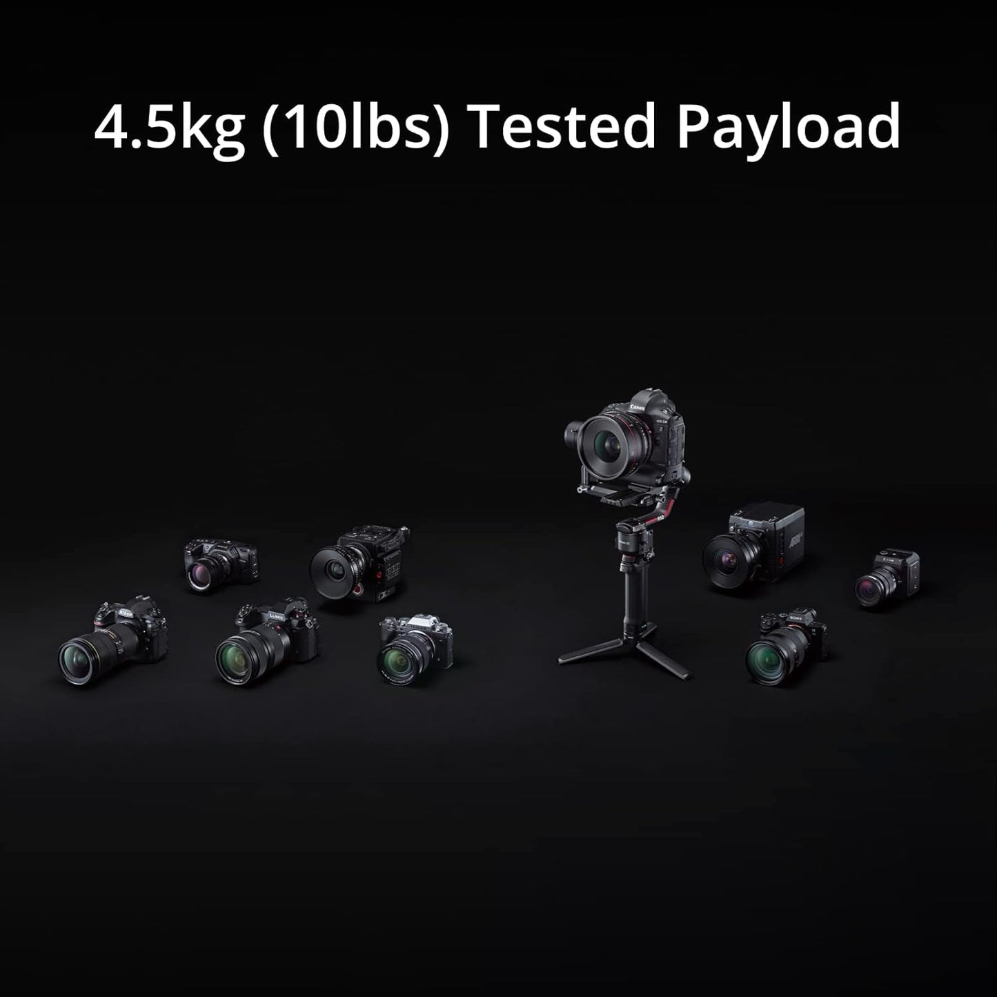 DJI RS 2-3-Axis Gimbal Stabilizer for DSLR and Mirrorless Cameras, Nikon, Sony, Panasonic, Canon, Fuji, 10lbs Tested Payload, 1.4” Full-Color Touchscreen, Carbon Fiber Construction, Black (Renewed)