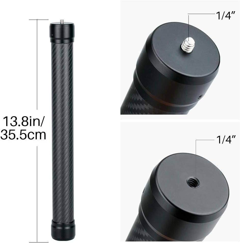 DH10 Upgrade Gimbal Extension Pole Carbon Fiber Bar Lightweight but Strong 1/4" Universal Rod Compatible with DJI Ronin S, Ronin SC, OSMO Mobile 3, OM 4, ZHIYUN Crane 2 V2 Stabilizer DSLR Camera