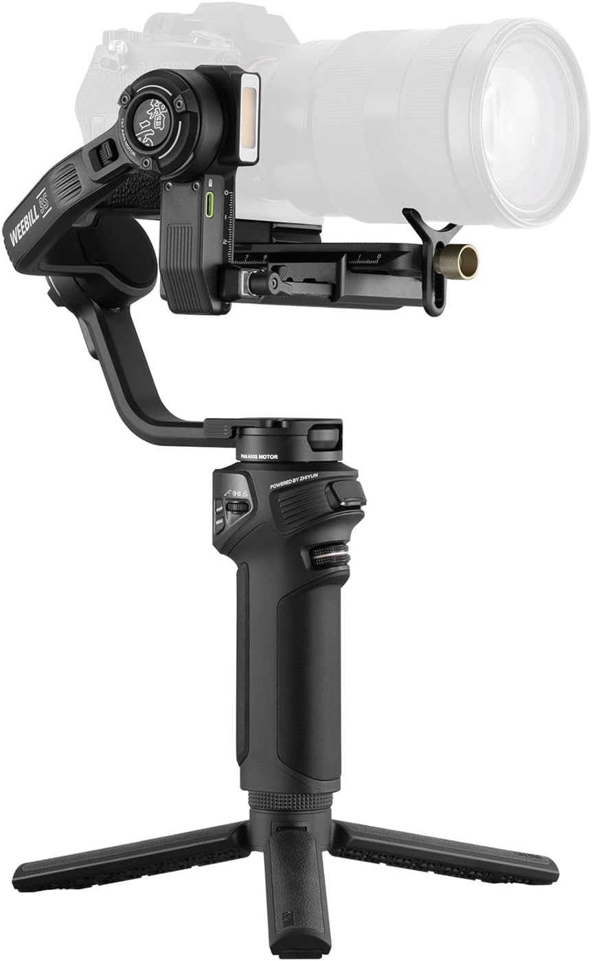 WEEBILL 3S Combo Handheld Camera 3-Axis Gimbal Stabilizer Quick Release Built-in Fill Light PD Fast Charging Battery Max. Load 3kg Replacement for Canon Sony Nikon DSLR Mirrorless Cameras