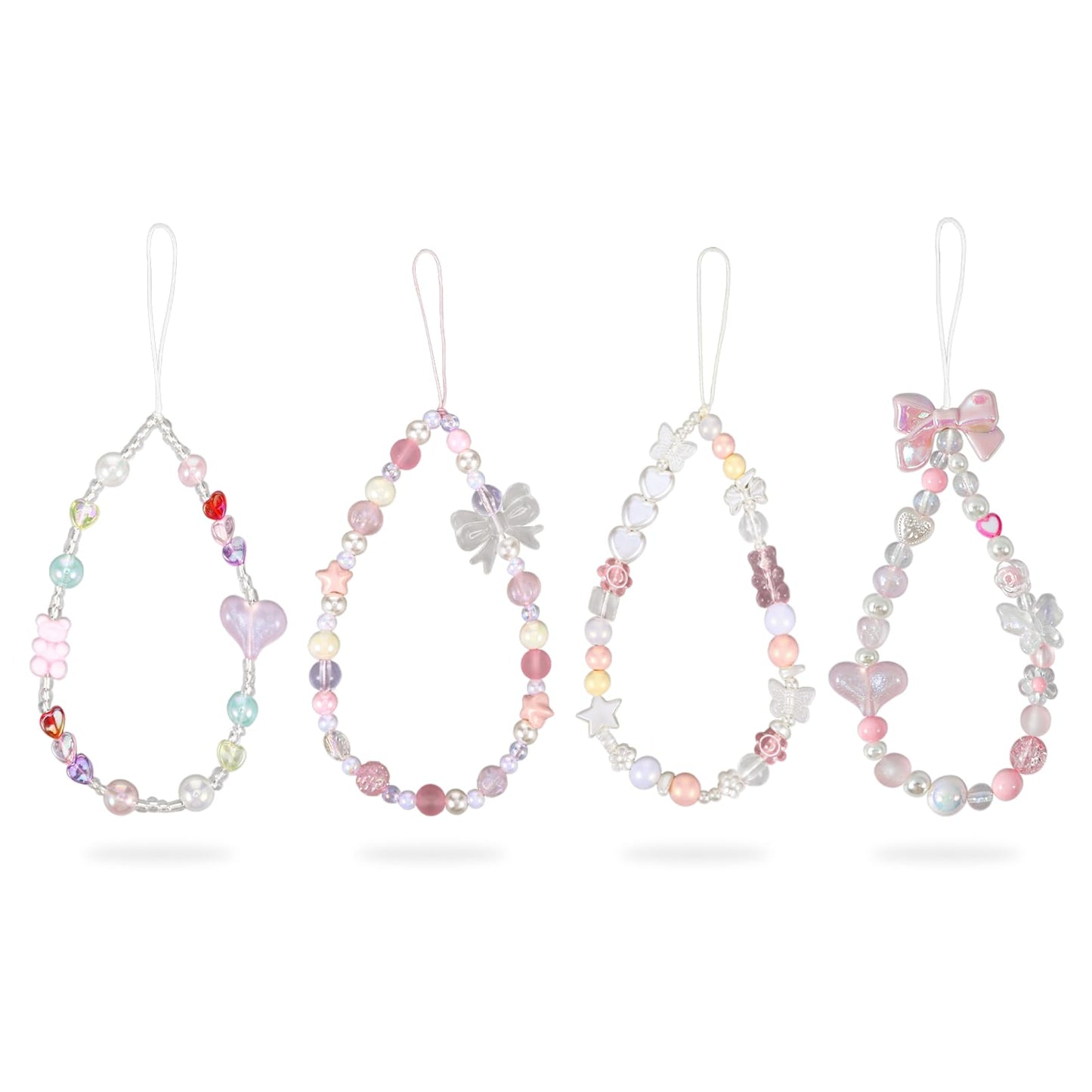 Pink Beaded Phone Wrist Straps, Y2K Phone Case Charms Camera Charm Strap, Lanyard Keychain Wristlet Aesthetic Cellphone Charm