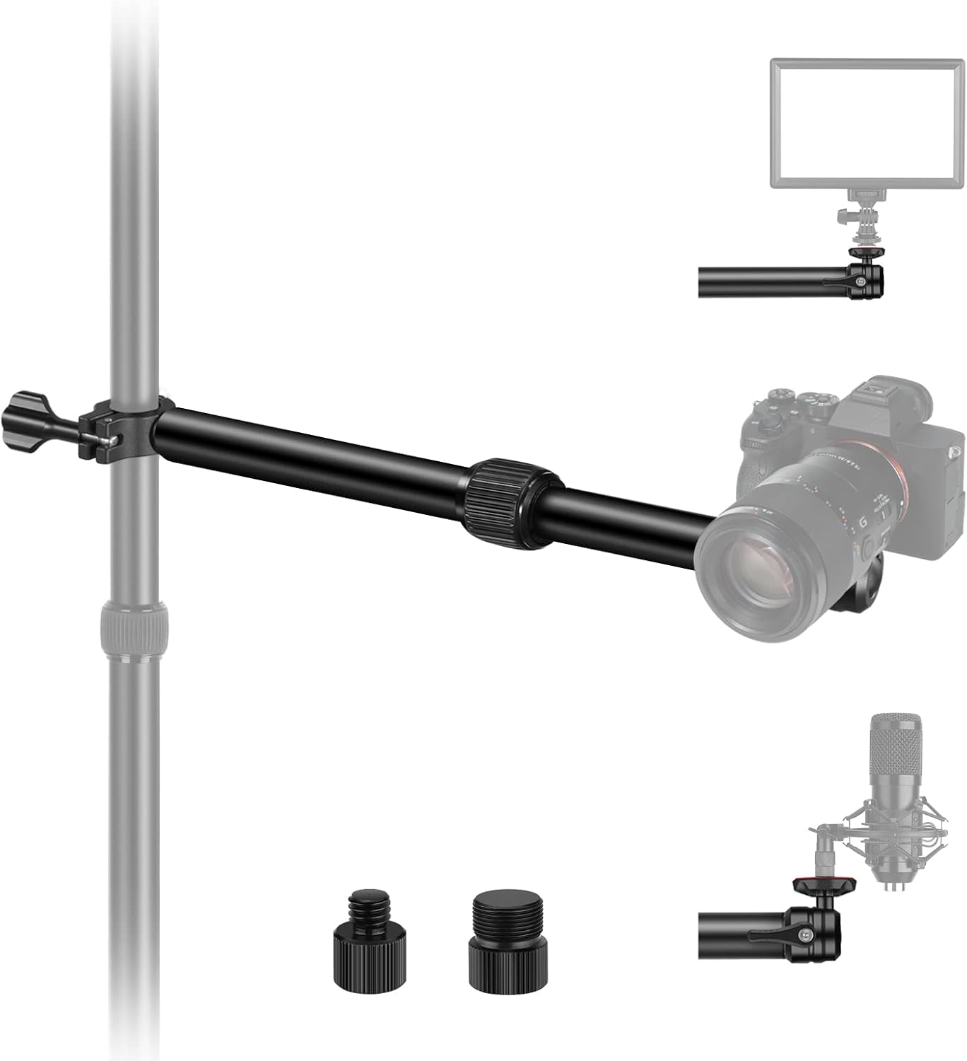 NEEWER DS001 Table Overhead Camera Mount Arm 11.8-20 inches/30-51 cm Telescopic Extension Arm for Table Stand with Ball Head Mount 1/4 Inch 3/8 Inch 5/8 Inch Screws for Webcam Camera LED Ring Light