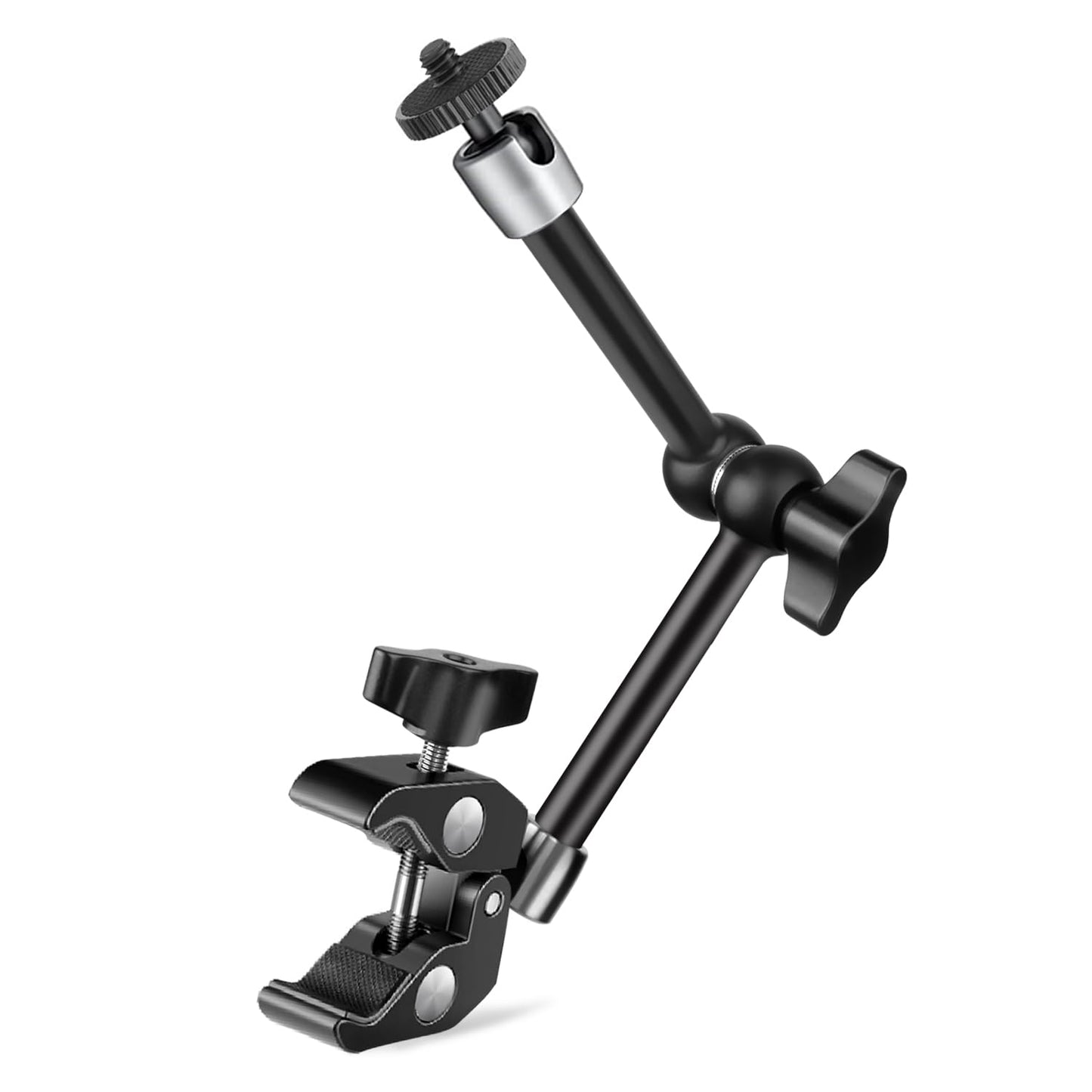 22" Magic Arm w Clamp Camera Mount, Adjustable Articulating Arm Friction Camera Boom Arm Mount Clamp w 1/4" Thread, Overhead Camera Desk Mount Clamp Stand for Tripod Light Webcam Mic Video Rig