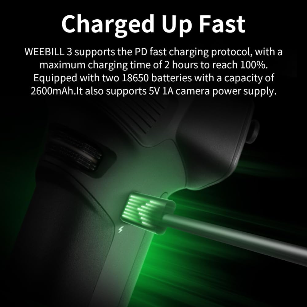 WEEBILL 3S Combo Handheld Camera 3-Axis Gimbal Stabilizer Quick Release Built-in Fill Light PD Fast Charging Battery Max. Load 3kg Replacement for Canon Sony Nikon DSLR Mirrorless Cameras