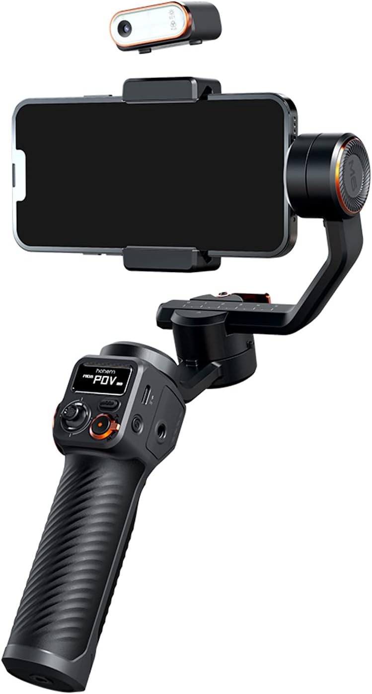 Hohem iSteady M6 Kit Smartphone Gimbal Stabilizer 3-Axis with Magnetic Fill Light/AI Tracking Sensor for iPhone Android with 0.91-inch OLED Display Max Payload 400g
