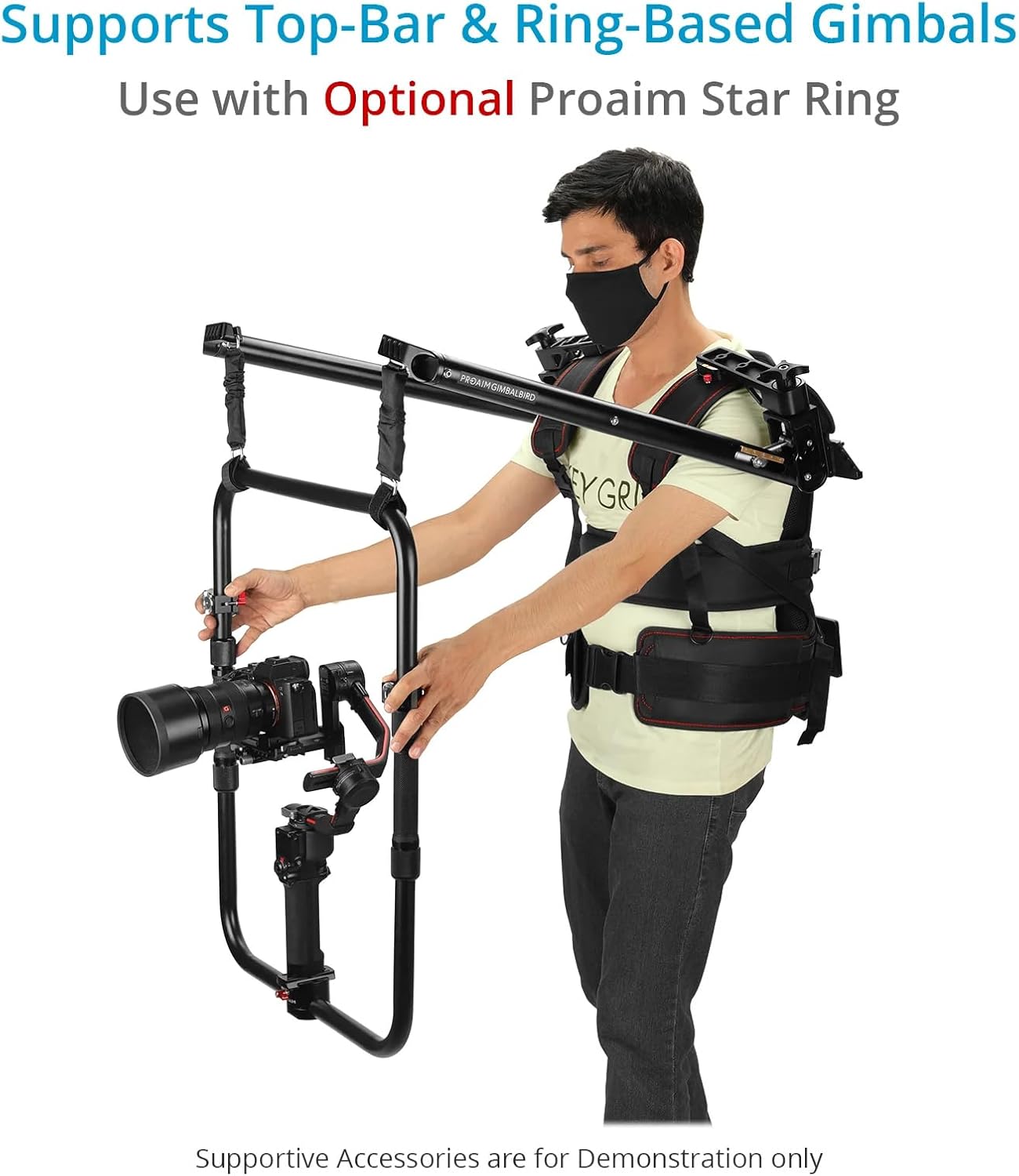 Proaim Gimbal-Bird Body Support Rig for 2-Axis / 3-Axis Camera Gimbals. Supports Top Handle-Bar & Ring-Based Gimbals & Payload Range: 5-15kg/11lb-33lb (P-GBD-01)