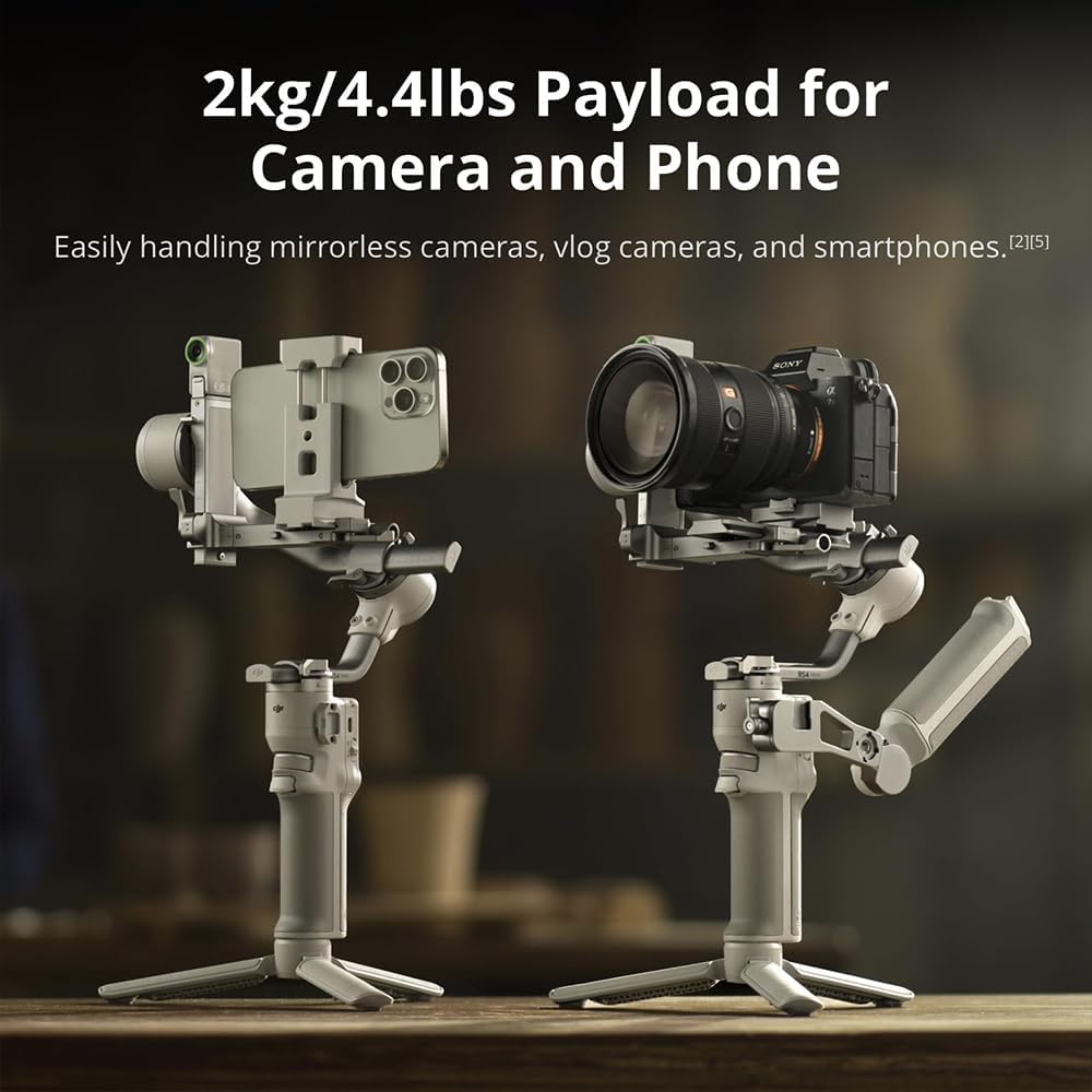 DJI CP.RN.00000442.03 RS 4 Mini, Gimbal Stabilizer for Camera, Intelligent Tracking Bundle with 2X Clip-On Mini Lapel Mic and Deco Gear CPS Exclusive 26 Month Protection Pack (BEACH-CPS-261000)