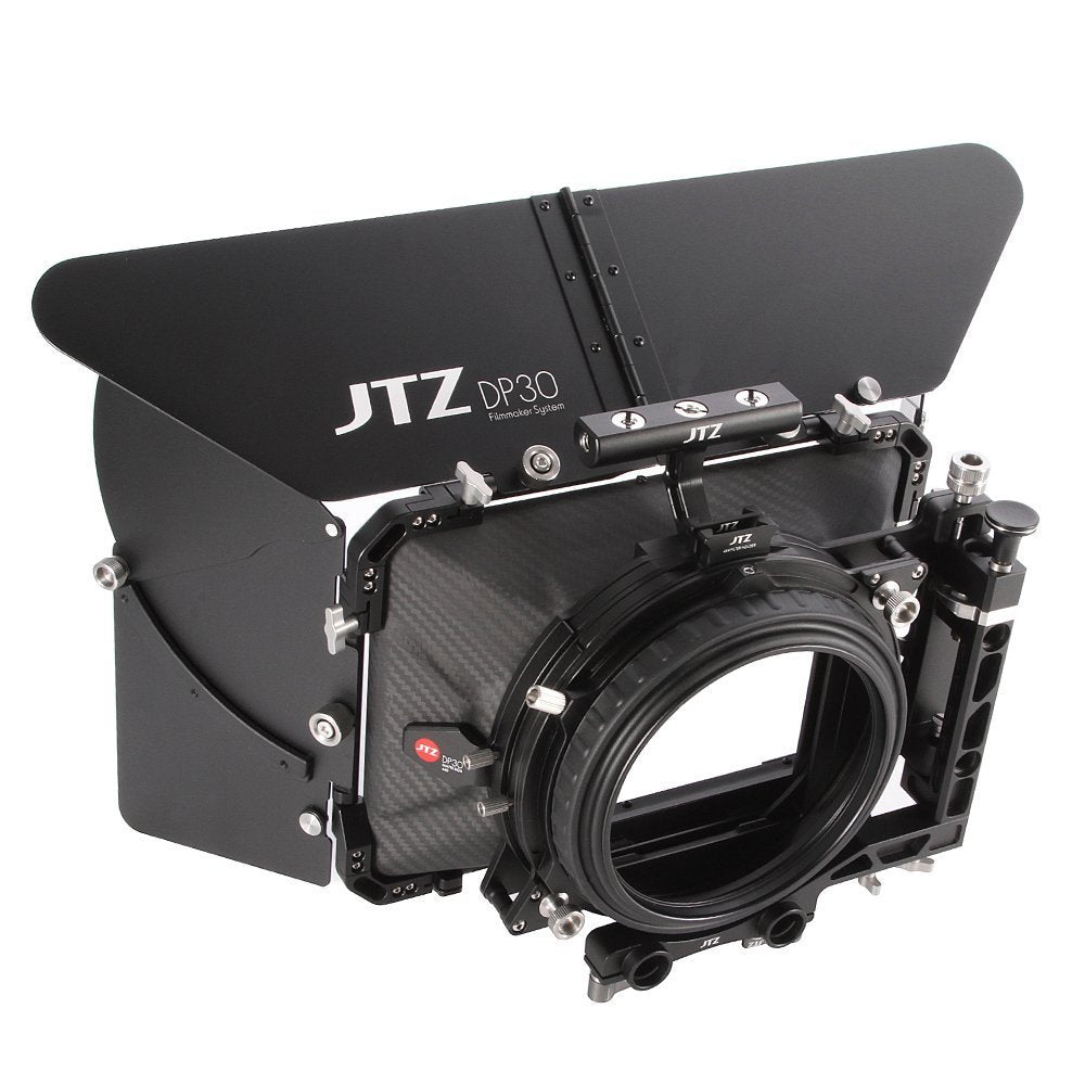 JTZ DP30 Cine Lens Carbon Fiber 4x4 Swing-Away Matte Box with 15mm/19mm Rod Rail Rig for Sony FS5 FS7 ARRI RED Canon C100 C200 C300 BM D Blackmagic BMPCC BMCC Pocket Cinema Panasonic Camera