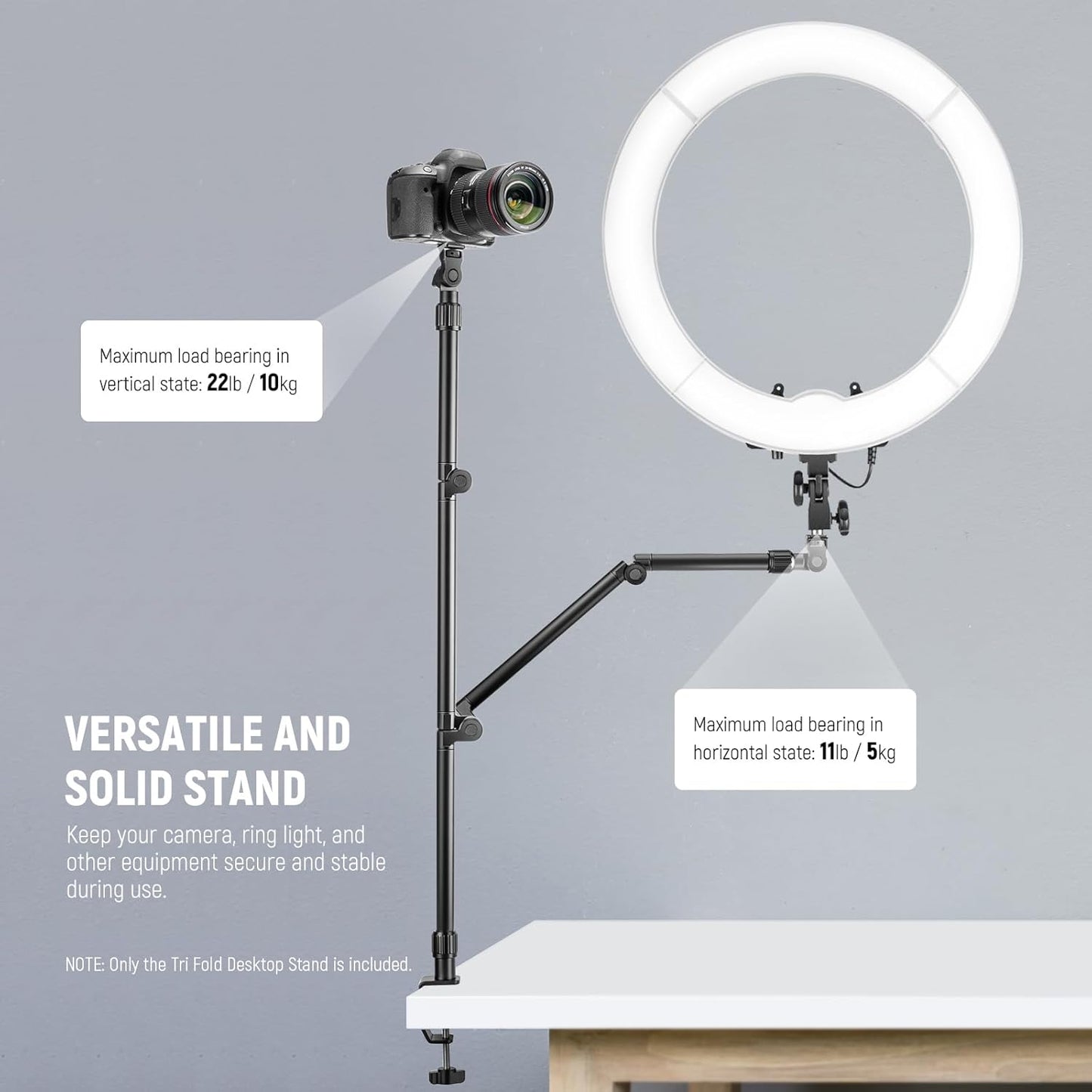 NEEWER Flexible Overhead Camera Mount Desk Stand with Phone Holder, 35.4" Aluminum Alloy Articulating Webcam Stand Arm with C Clamp, Tabletop Mount for Ring Light Camera Smartphone Projector, ST3A