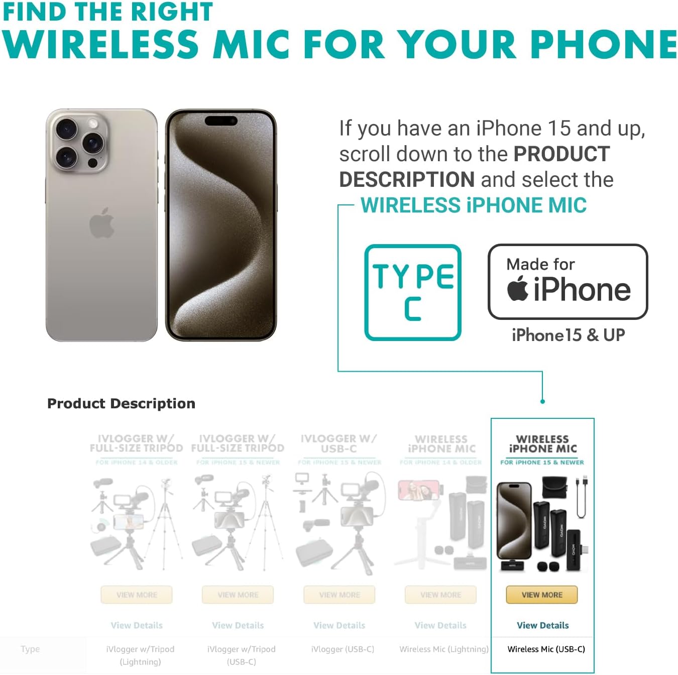 Movo Wireless Mini DI Duo Wireless Microphone for iPhone - Microphone for Video Recording with Clip on Lavalier 10 HR Battery 164FT Range, Wireless Mic for iPhone