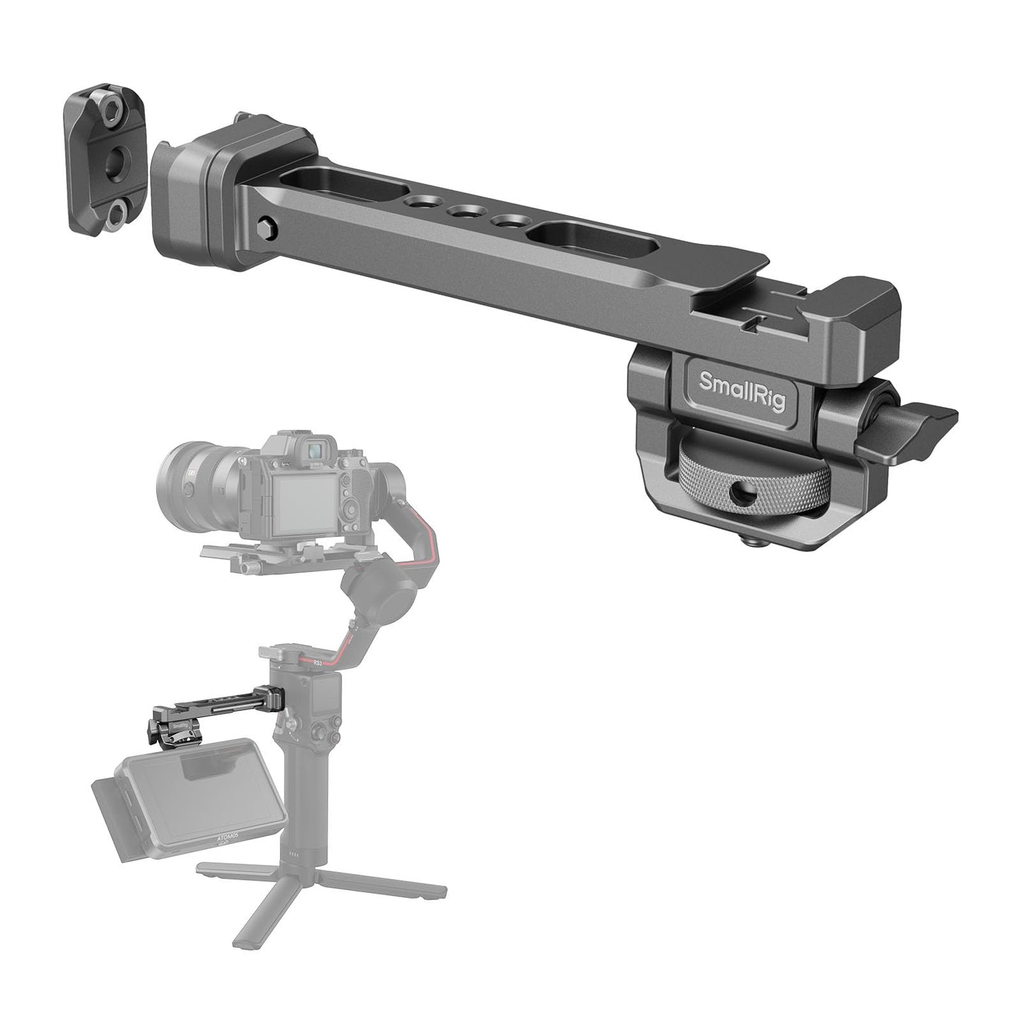 SMALLRIG Adjustable Camera Monitor Mount with Quick Release NATO Clamp, Cold Shoe Mount, Anti-Twist Design for DJI RS 4 Mini/RS 4 / RS 4 Pro/RS 2 / RSC 2 / RS 3 / RS 3 Pro/RS 3 Mini
