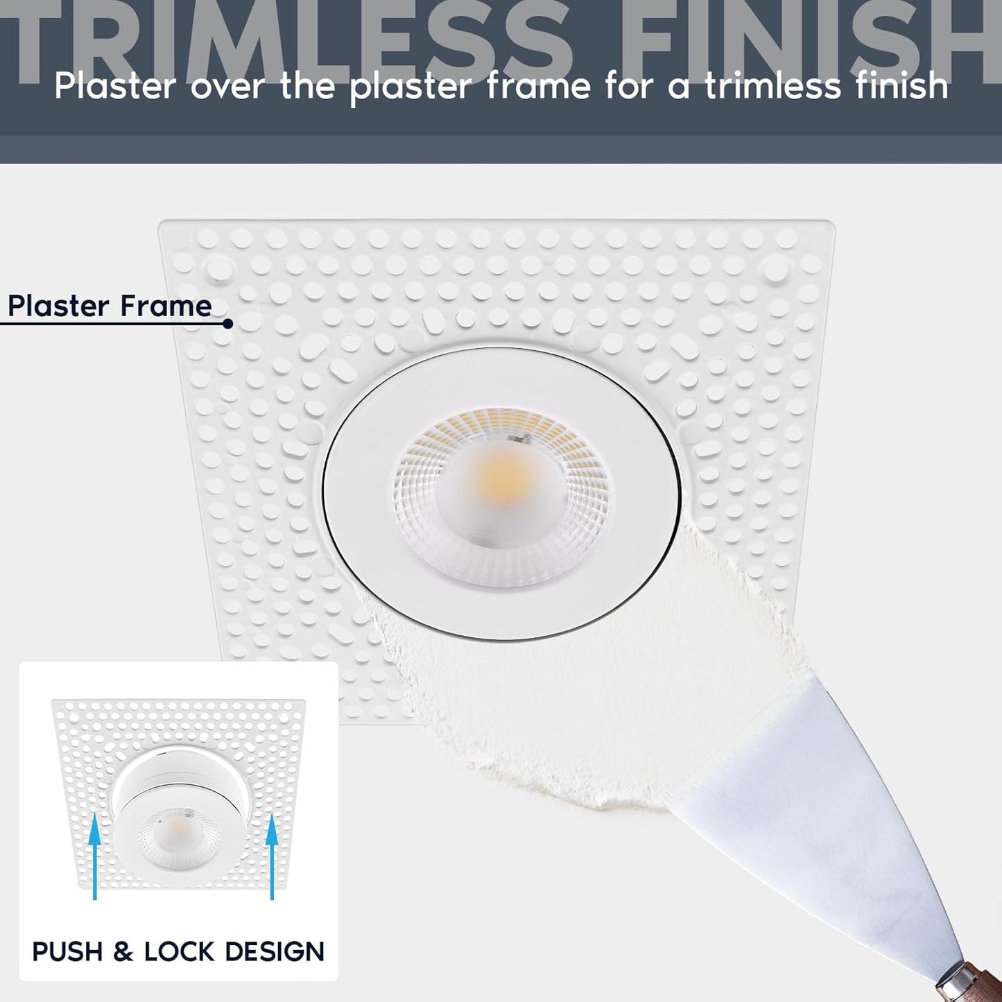 LUXRITE 3 Inch Floating Gimbal LED Trimless Recessed Lighting with Junction Box, CRI 90, 5CCT 2700K-5000K, Dimmable, 12W, 900LM, Adjustable Directional Downlight, Damp & IC Rated, ETL Listed (6 Pack)