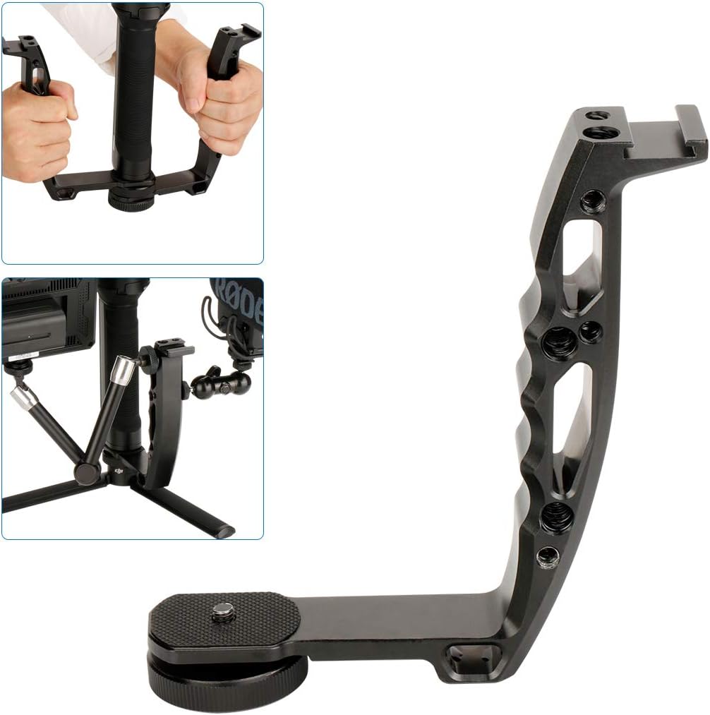 DH03 Handheld Gimbal Grip with Cold Shoe for Mounting Monitors, Microphones, LED Light etc Compatible with DJI Ronin-S, Ronin SC 2, Zhiyun Weebill LAB, Crane 2, Plus, Moza Air Mini Dual Grip