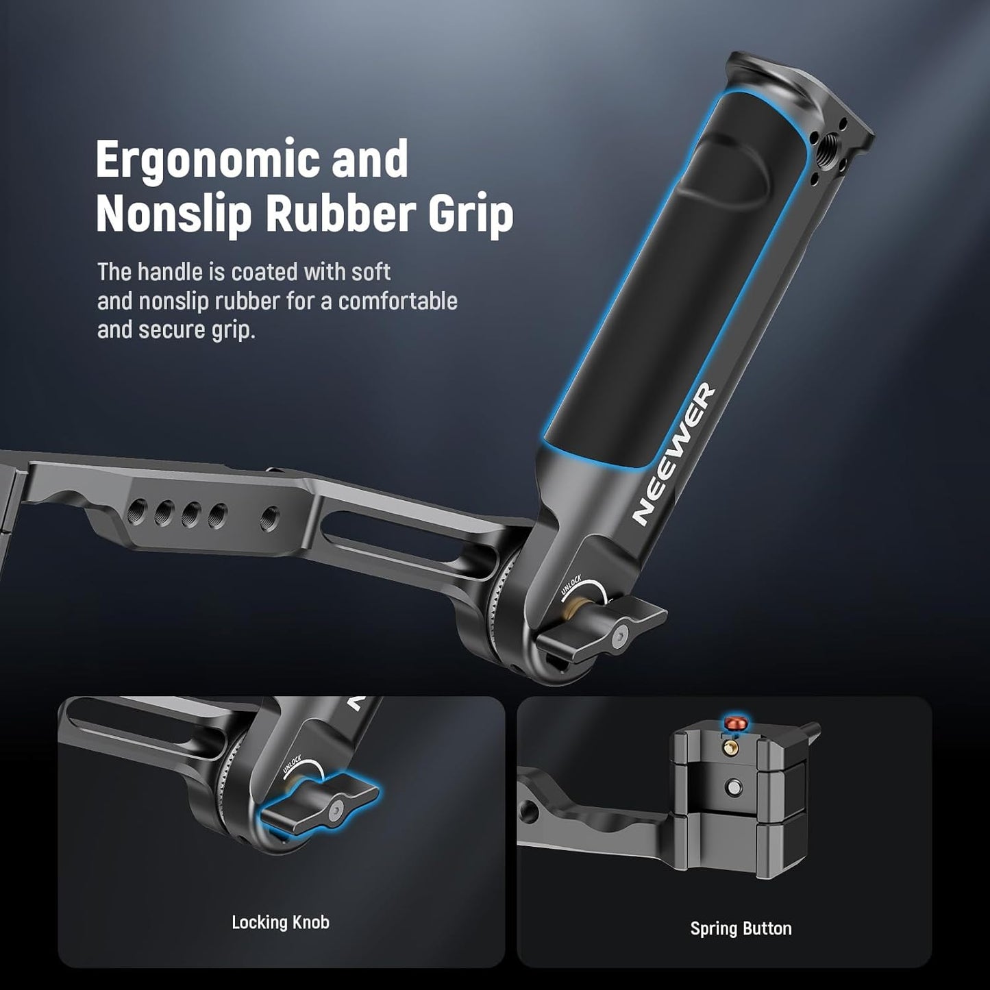NEEWER RS4 RS3 Adjustable Gimbal Sling Handle Grip with NATO Rail, Compatible with DJI RS4 RS4 Pro RS3 RS3 Pro RS3 Mini RS2 RSC2 Ronin-S Ronin-SC for Low Angle Shot, Max Load 13.2lb, ST49
