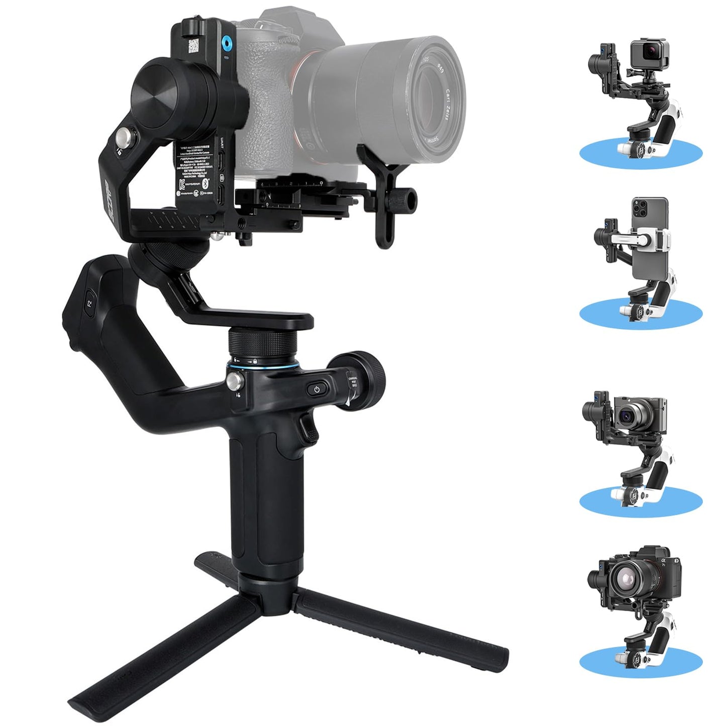 Feiyu SCORP Mini-2 Combo All-in-1 Gimbal Stabilizer for Cameras & Smartphones, 1.3" OLED Touchscreen, Integrated AI Tracking, 2.65lb Payload. 3-Axis Handheld Gimbal Compatible with GoPro, Sony, iPhone