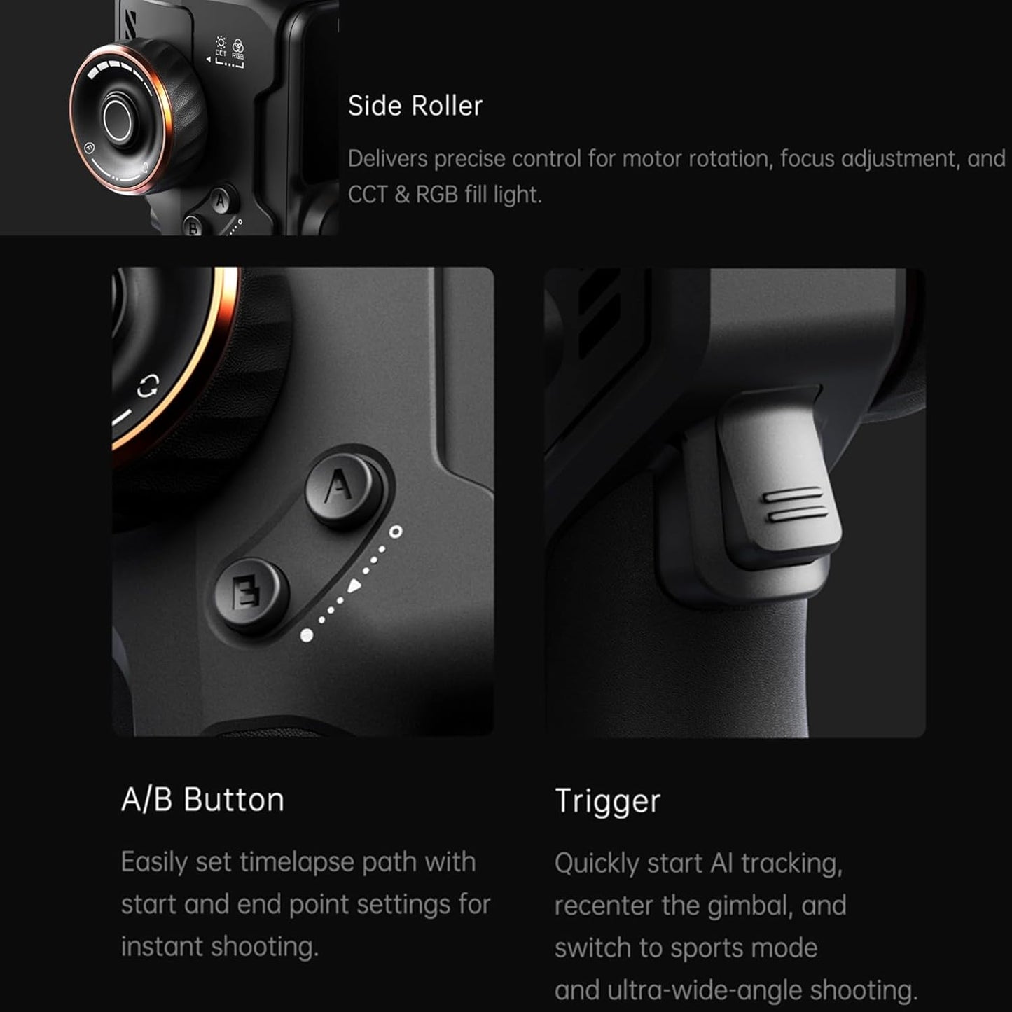 Hohem iSteady M7 Gimbal Stabilizer for Smartphone, 3-Axis Phone Gimbal, Gimbal Stabilizer for iPhone & Android, AI Tracking Sensor with Fill Light, 1.4" Detachable Touchscreen Remote Control