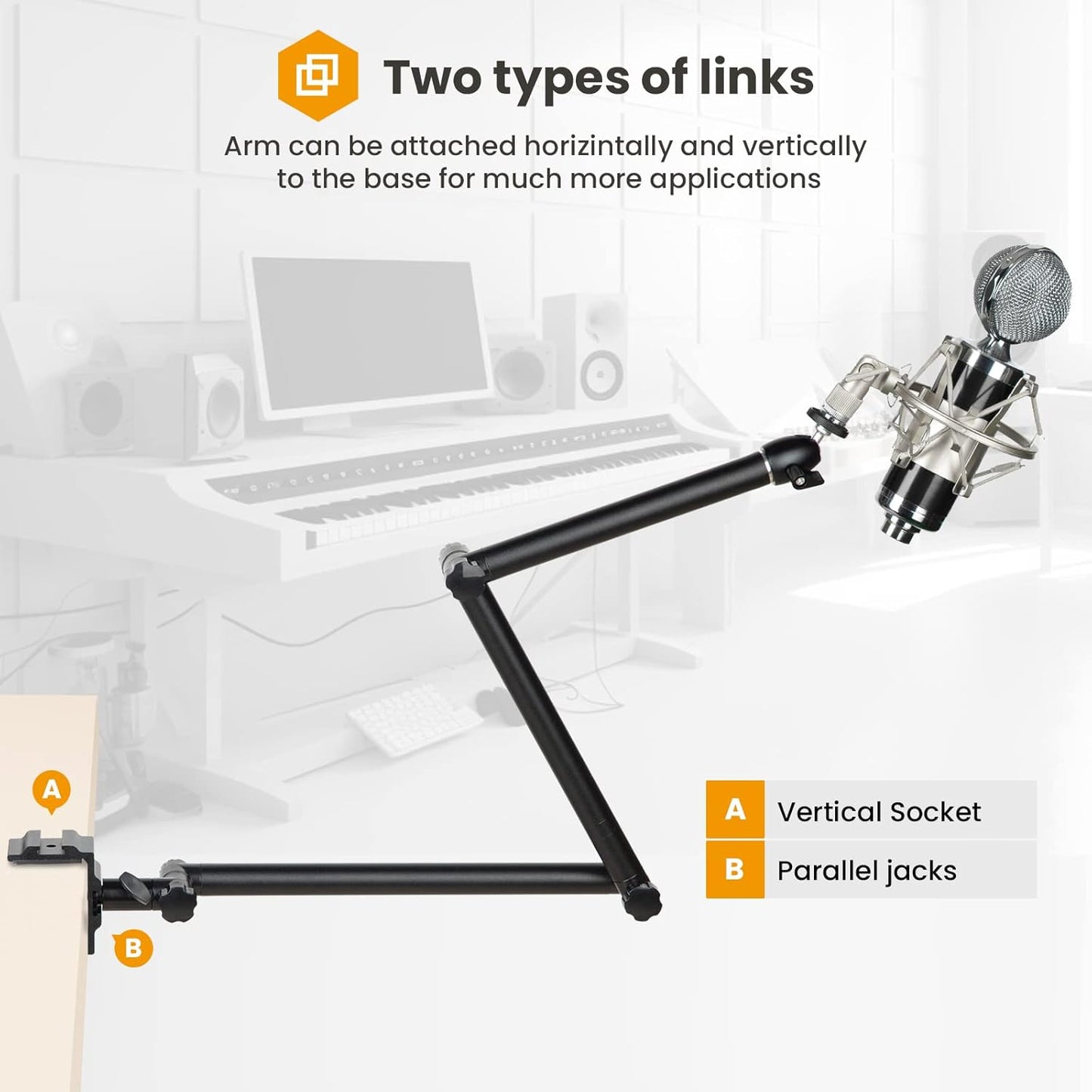 TARION Camera Desk Mount Stand Articulating Camera Arm Flexible Overhead Camera Mount Adjustable Heavy Duty Tabletop DSLR Mount Arm Boom for Flat Photography Videography Filming Live Streaming TKB01