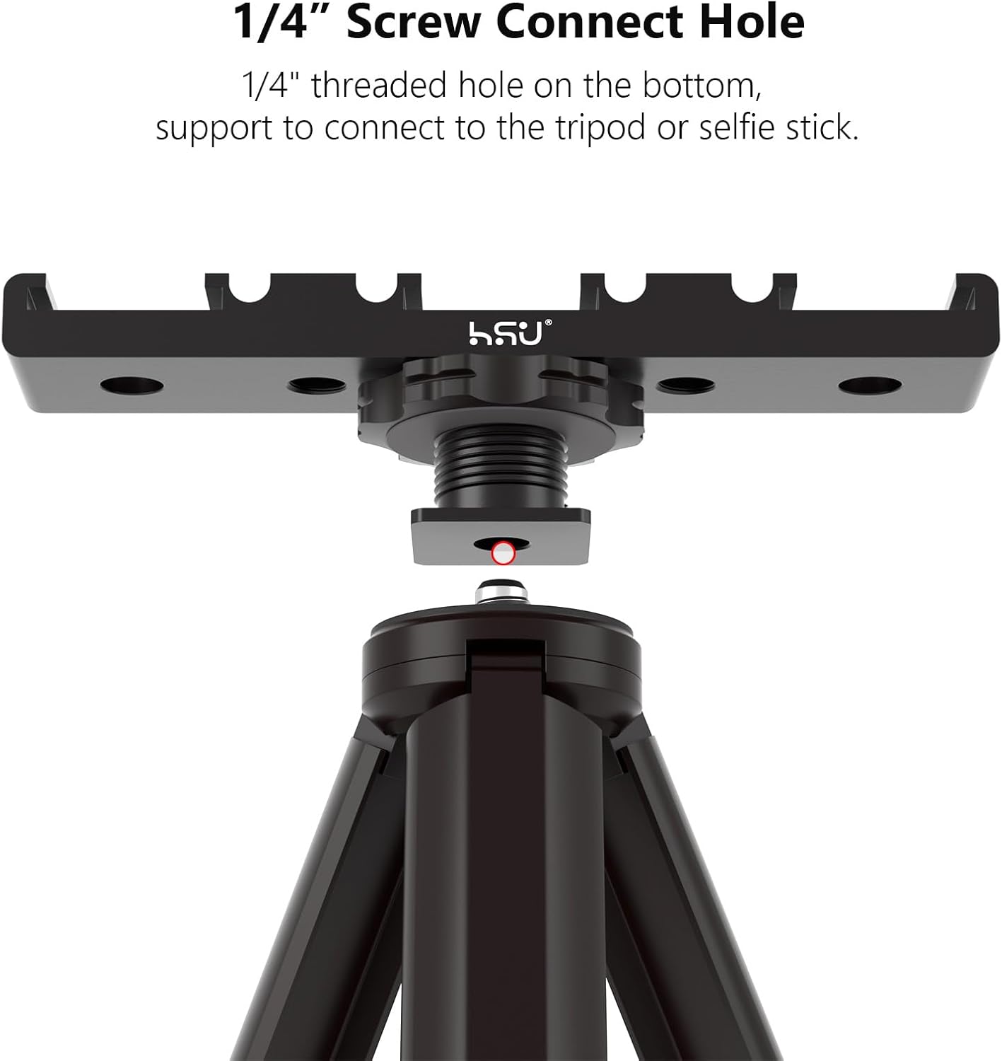 HSU Cold Shoe Mount Bracket, Triple-Head Hot Shoe Mount, 1/4 Screw Port, Aluminum Cold Shoe Plate Adapter with Cable Slot Bayonet for Microphone, Led Video Light, Monitor
