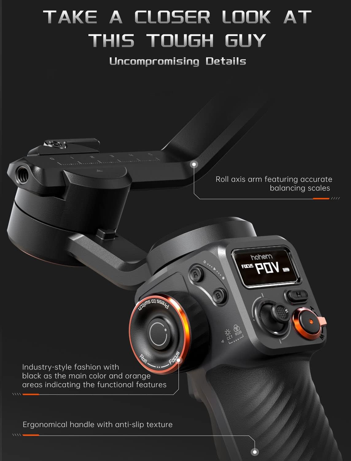 Hohem iSteady M6 Kit Smartphone Gimbal Stabilizer 3-Axis with Magnetic Fill Light/AI Tracking Sensor for iPhone Android with 0.91-inch OLED Display Max Payload 400g