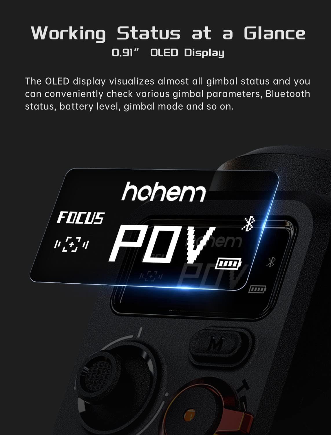 Hohem iSteady M6 Kit Smartphone Gimbal Stabilizer 3-Axis with Magnetic Fill Light/AI Tracking Sensor for iPhone Android with 0.91-inch OLED Display Max Payload 400g