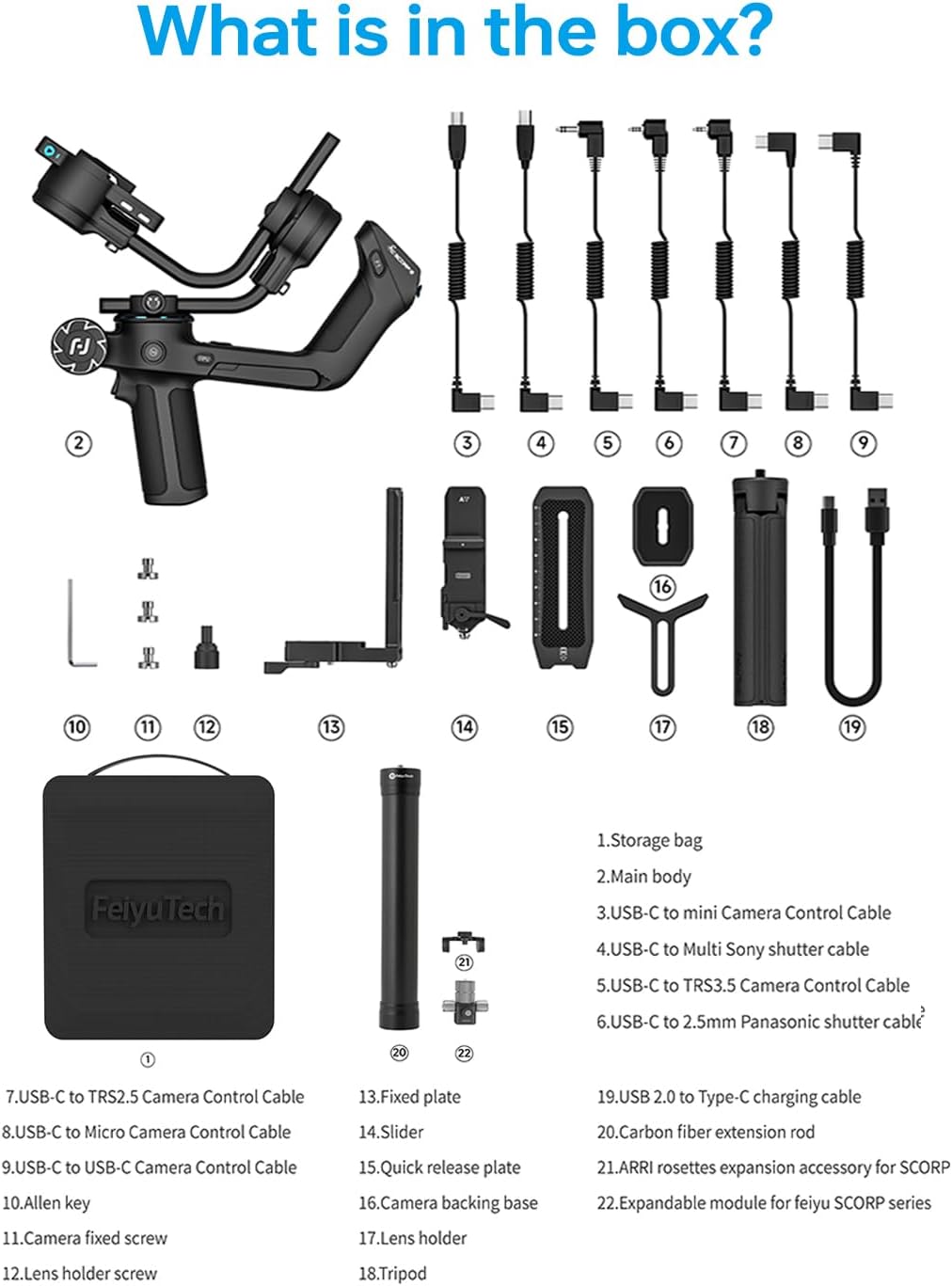 FeiyuTech Official SCORP 2 Kit,Gimbal Stabilizer for Camera,3-Axis DSLR Camera Gimbal,5.51lb Payload,Built-in AI Tracking Module,Bluetooth/Cable Control,for Canon/Sony/Panasonic/Nikon/Fujifilm