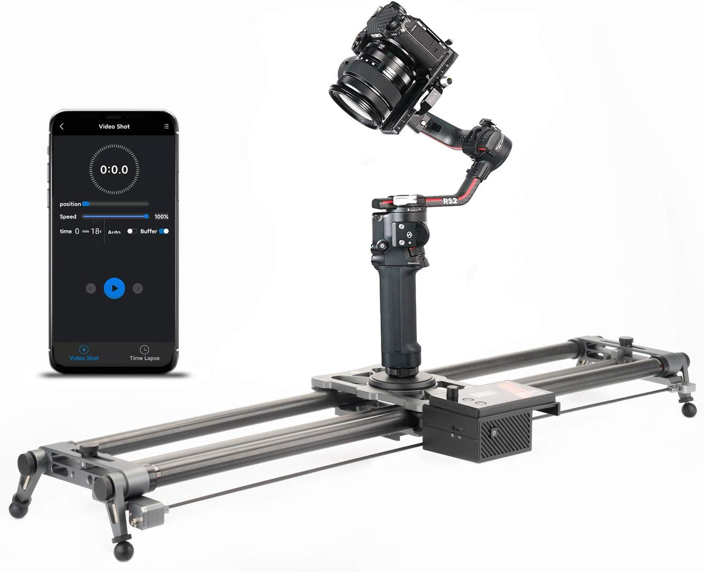 100cm Slider Motorized Camera Slider Video Camera 4 Axis Link and Crane Webill Smooth Series/Ronin RS2/RS3 Pro Stabilizer, Video & Time-Lapse Mode, Carbon Fiber Rail High Load