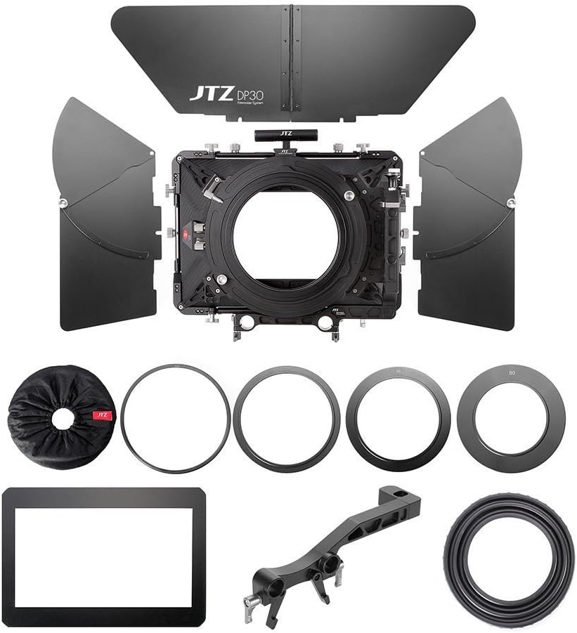JTZ DP30 Cine Lens Carbon Fiber 4x4 Swing-Away Matte Box with 15mm/19mm Rod Rail Rig for Sony FS5 FS7 ARRI RED Canon C100 C200 C300 BM D Blackmagic BMPCC BMCC Pocket Cinema Panasonic Camera