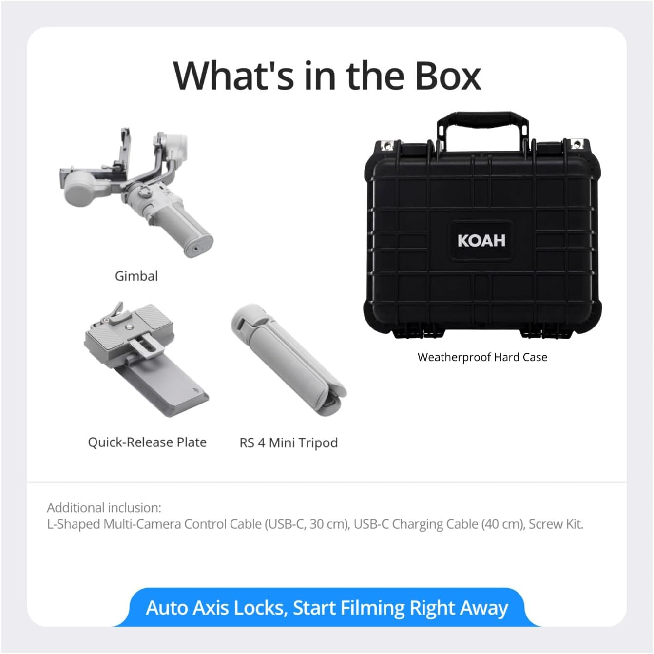 DJI RS 4 Mini - Gimbal Stabilizer for Camera with Auto Axis Locks, Payload, Intelligent Tracking, Camera Gimbal and Native Vertical Shooting Bundle with Weatherproof Hard Case (2 Items)
