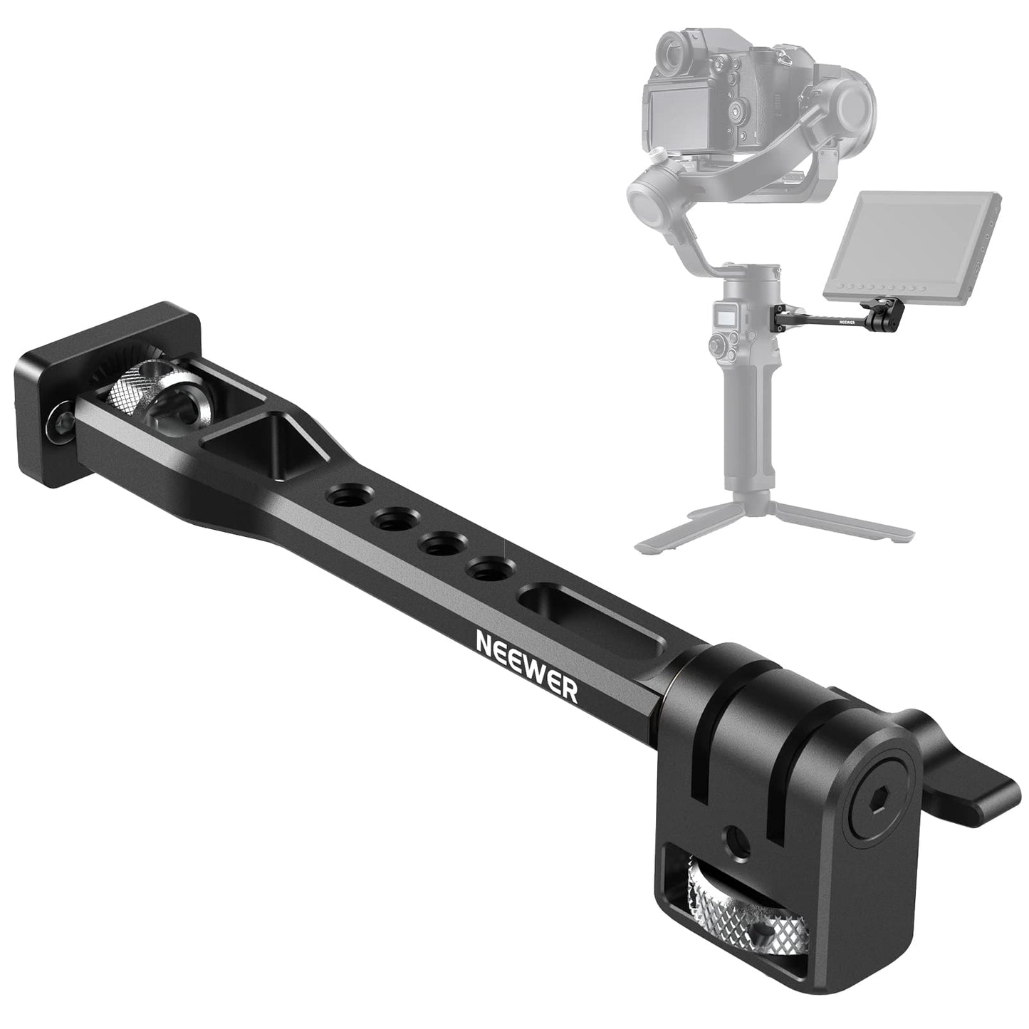 NEEWER NATO Monitor Mount for RS Gimbal, 360° Rotatable Field Monitor Holder with NATO Clamp, Cold Shoe, 1/4" Threads, Compatible with DJI RS4 RS4 PRO RS 3 RS 3 PRO RS 2 RSC 2 Ronin-S Ronin-SC, GA021