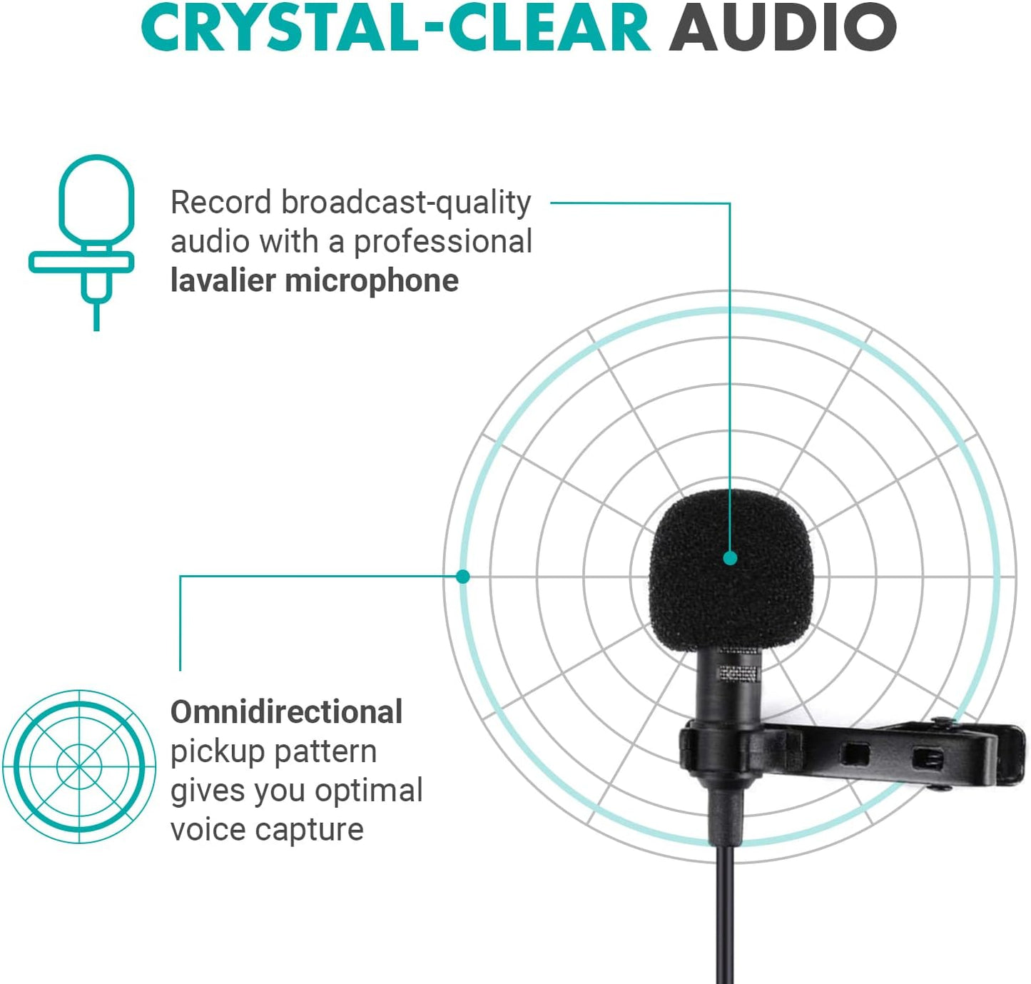 Movo Edge-OP Wireless Lavalier Microphone for Osmo Pocket 1 and 2 - Wireless Clip-on Lapel Mic, Transmitter, and Receiver Set for Video, Vlogging, Filming