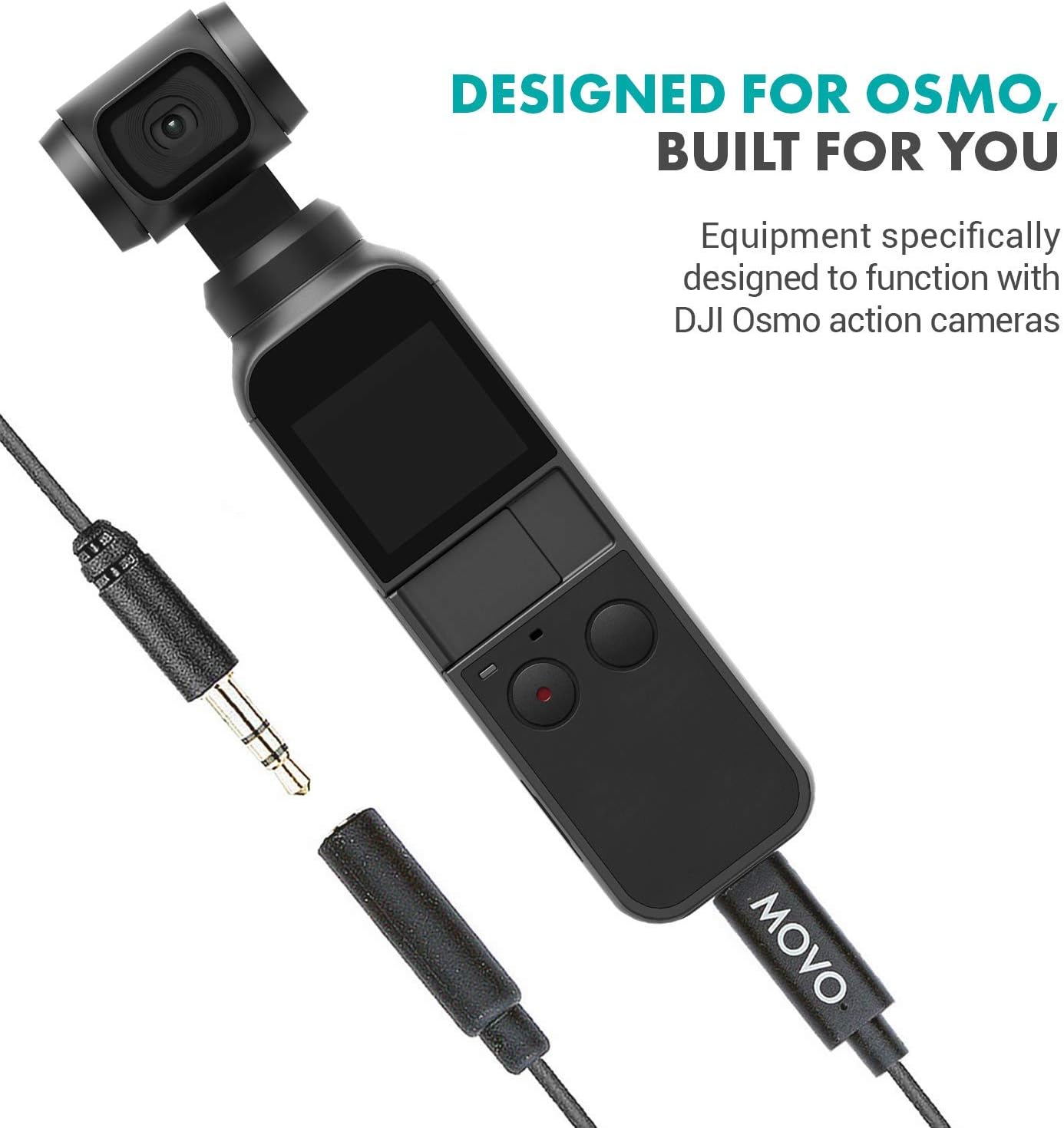 Movo Lavalier Microphone for DJI Osmo Pocket, Osmo Pocket 2 - Lavalier Handheld Camera Microphone and Adapter for DJI Pocket Camera - Works with Osmo Gimbal for Camera - For DJI Pocket 2 Gimbal Camera