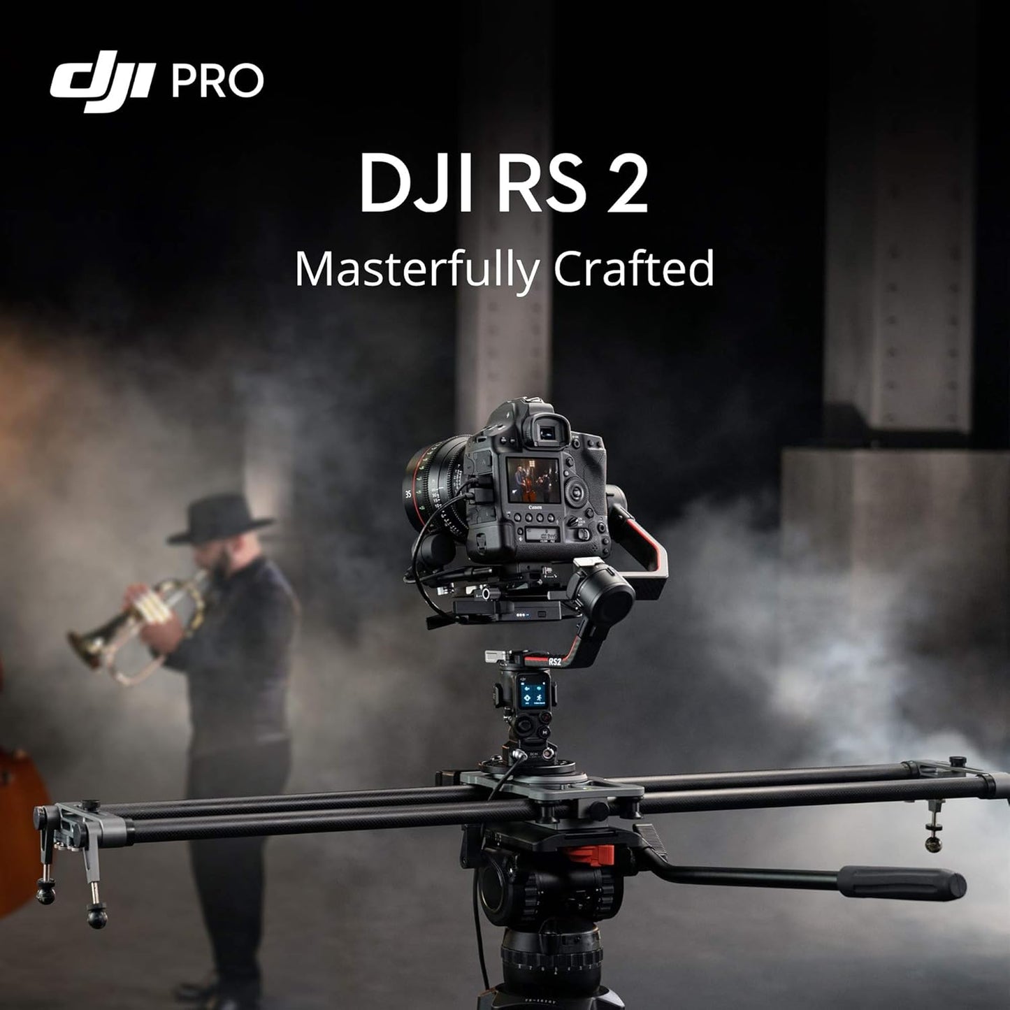 DJI RS 2 Full-Color LCD Touchscreen Gimbal Stabilizer with Cinematic Sharpness, Titan Stabilization Algorithm, Carbon Fiber Axis Arm, and Built-in Front Dial (Renewed)