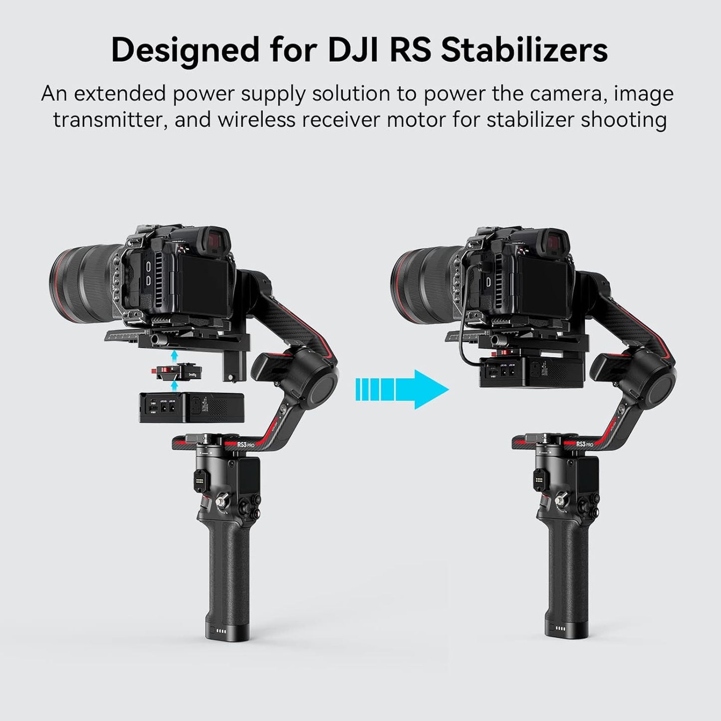 SMALLRIG Mini V Mount Battery Plate for DJI RS 3 / RS 3 Pro/RS 2 / RSC 2 Gimbals, Comes with V-Lock, Cold Shoe & 1/4"-20 Threaded Holes for V Mount Battery & NP-F Battery - 4189