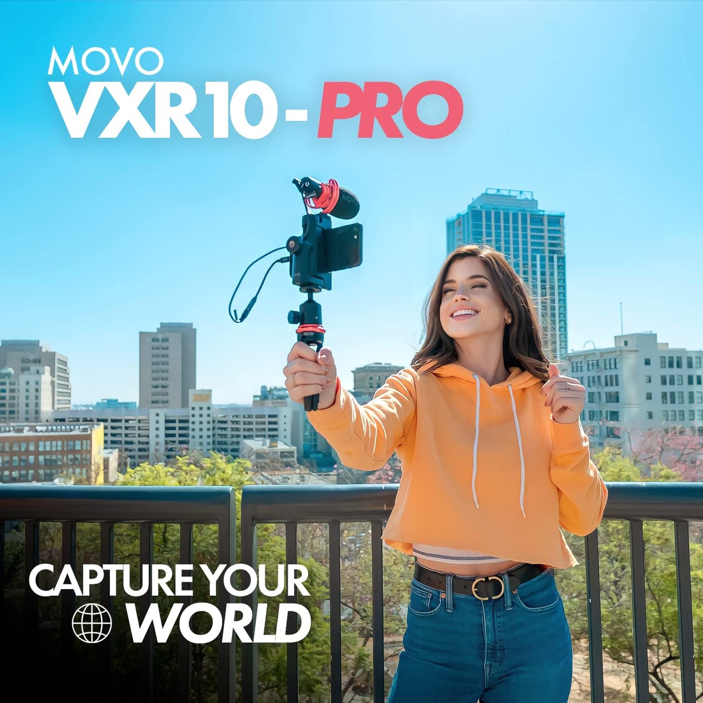 Movo VXR10-PRO External Video Microphone for Camera with Rycote Lyre Shock Mount - Compact Shotgun Mic and Accessories Compatible with Smartphones and DSLR Cameras - Battery-Free DSLR Microphone