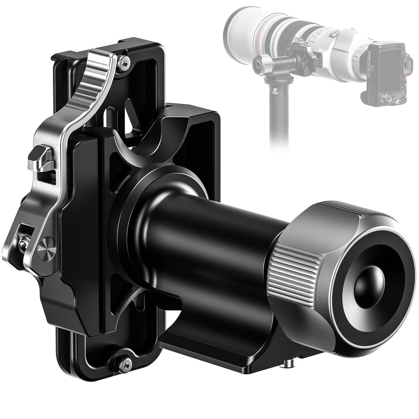 Leofoto Camera Gimbal Head, Aluminum Folding Gimbal Head with 3/8"-16 Hole and 1/4"-20 Threaded for Mounting Tripod/LED Panels/Monitors/Microphones, Max Load to 25kg/55.12lb (PG-2-Black)