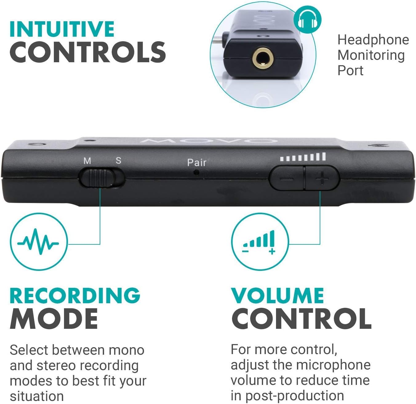 Movo Edge-DI-Duo Wireless Lavalier for iPhone - Perfect Compact Lav Mic for Smartphone Gimbal Stabilizer - Great for Vlogging, Filming, Teachers, and More - Compatible with DJI Osmo OM 4, 5