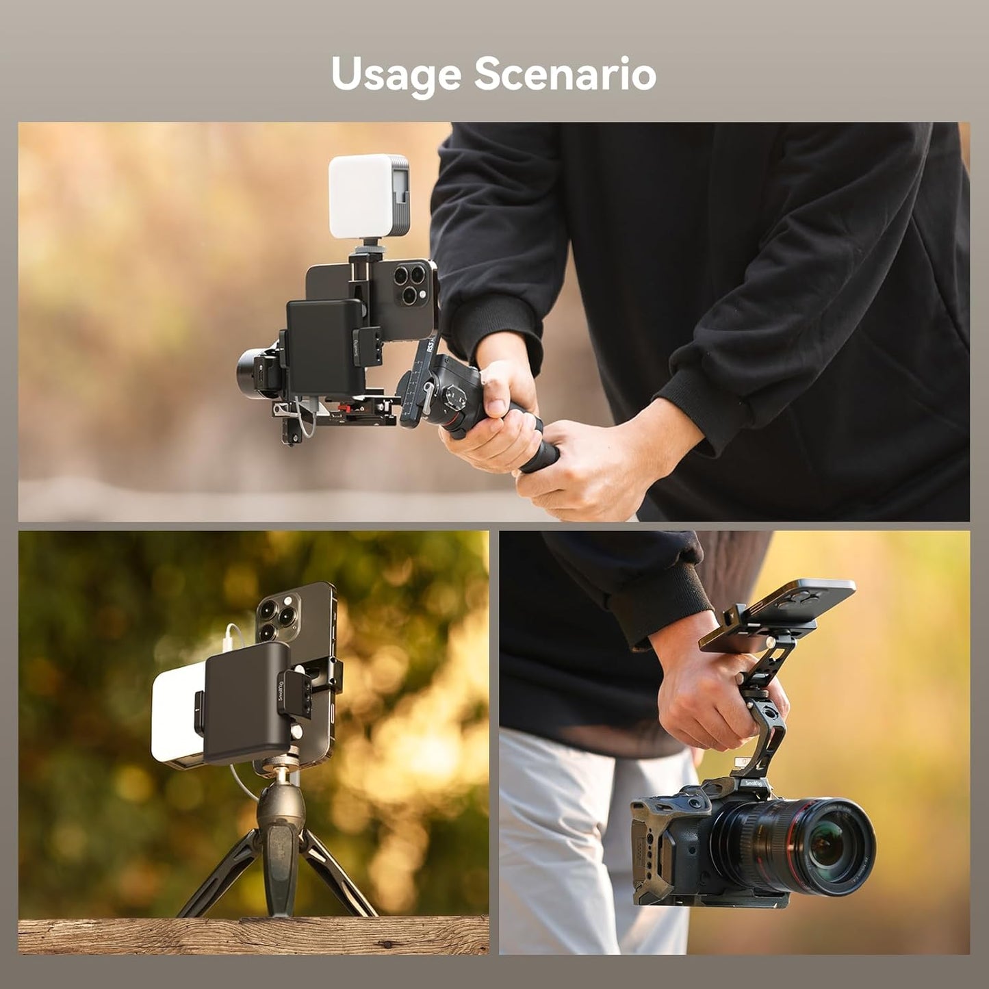 SMALLRIG Universal Metal Phone Support with Cold Shoe Mount, Cell Phone Mount Adapter Support Free Adjustment Joints, Phone Tripod Mount for iPhone 15 14, for Samsung Galaxy etc. - 4382