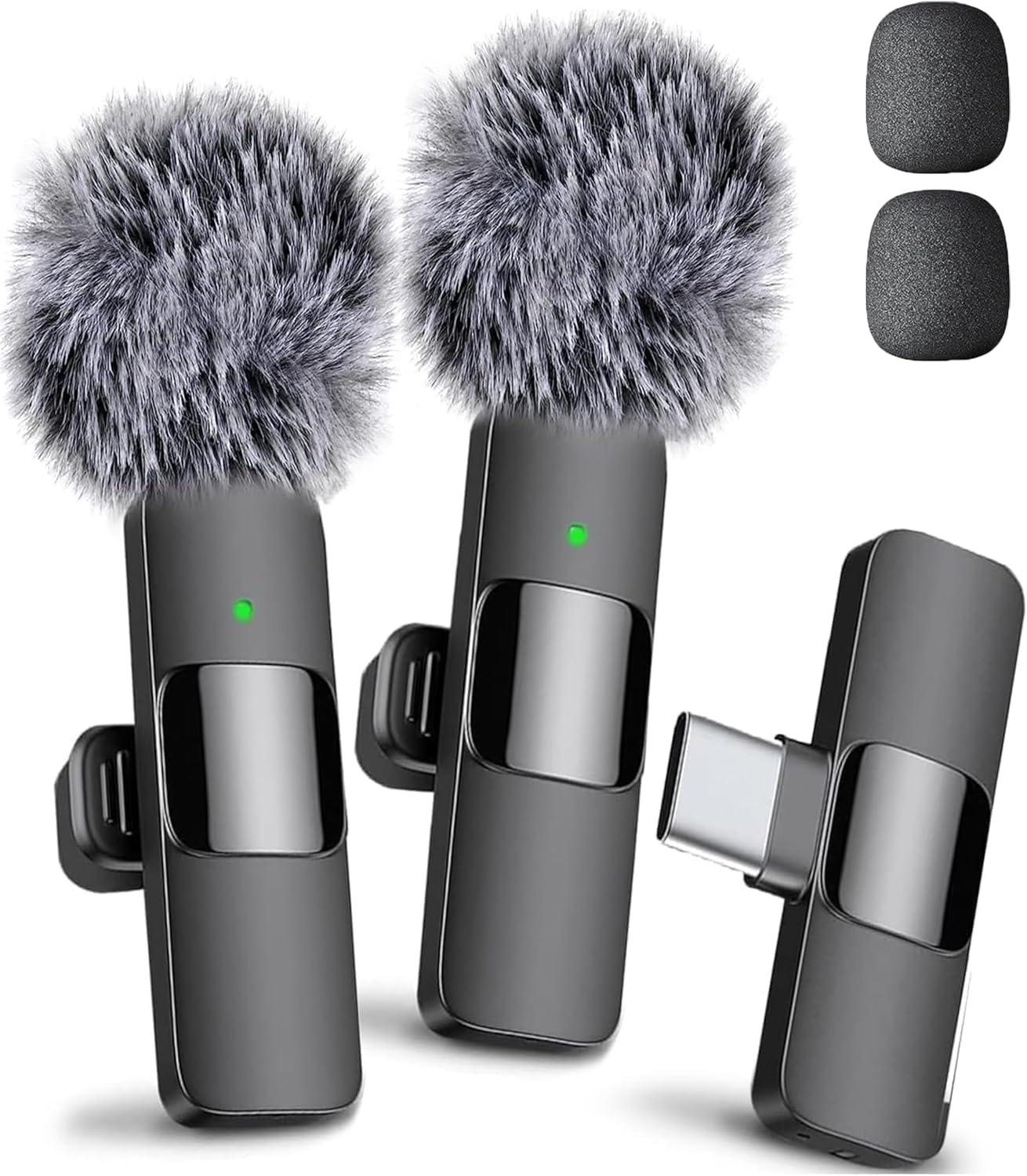 Mini Mic Pro Wireless Microphone for iPhone, iPad, Android, Lavalier Microphone for Video Recording - 2 Pack iPhone Mic Crystal Clear Recording with USB-C for Podcast, ASMR