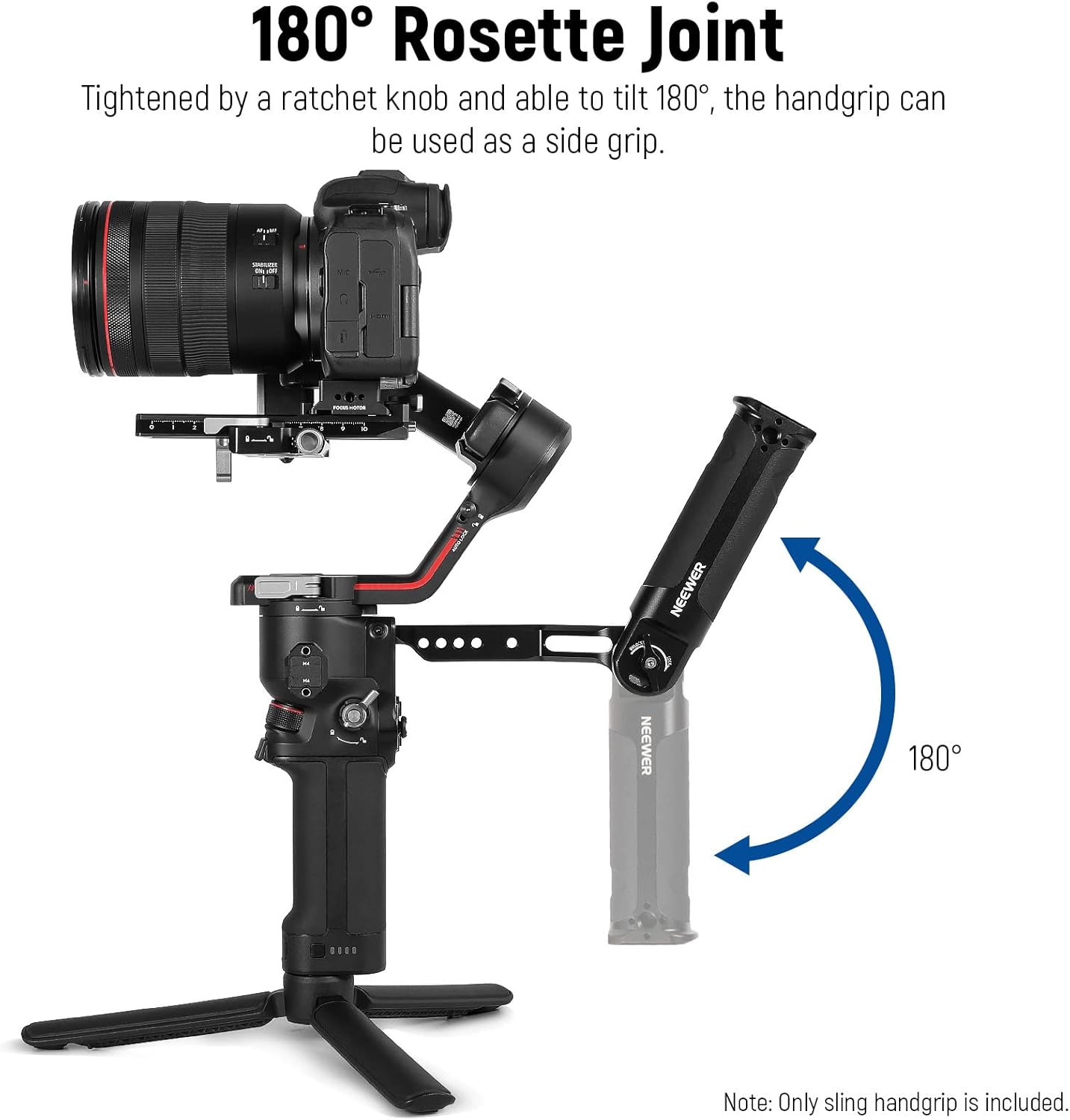 NEEWER Adjustable Sling Handle Grip Compatible with DJI Ronin RS4 RS3 Mini RS 3 Pro RS 2 RSC 2 Gimbal Stabilizer for Low Angle Shot, Max Load 13.2lb, ST49