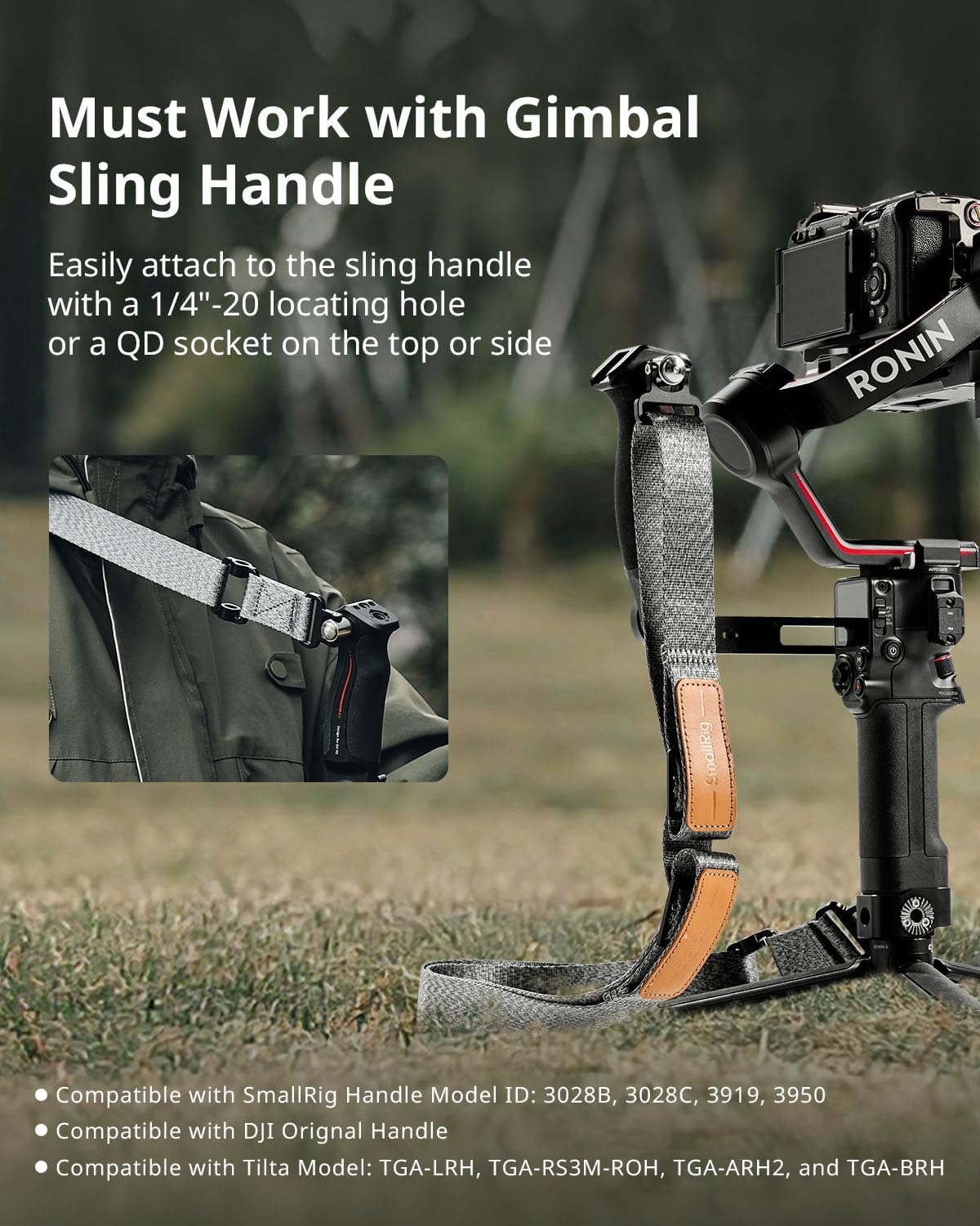 SmallRig RS3 RS2 Weight-Reducing Shoulder Strap Compatible with Sling Handle for DJI, Gimbal Belt with QD Quick Release Buckles for DJI RS4 / RS4 Pro/RS 3 / RS 3 Pro/RS 2