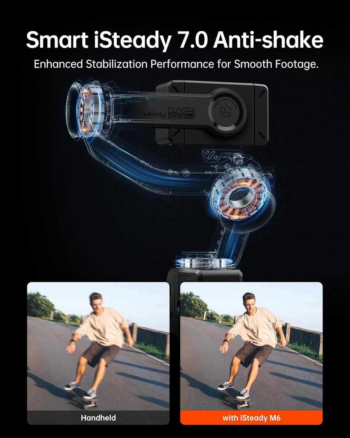 Hohem iSteady M6 Kit Smartphone Gimbal Stabilizer, Magnetic AI Tracking Sensor Fill Light, OLED Display, 3-Axis Phone Gimbal for iPhone Android, Phone Stabilizer for Video Recording, YouTube TikTok