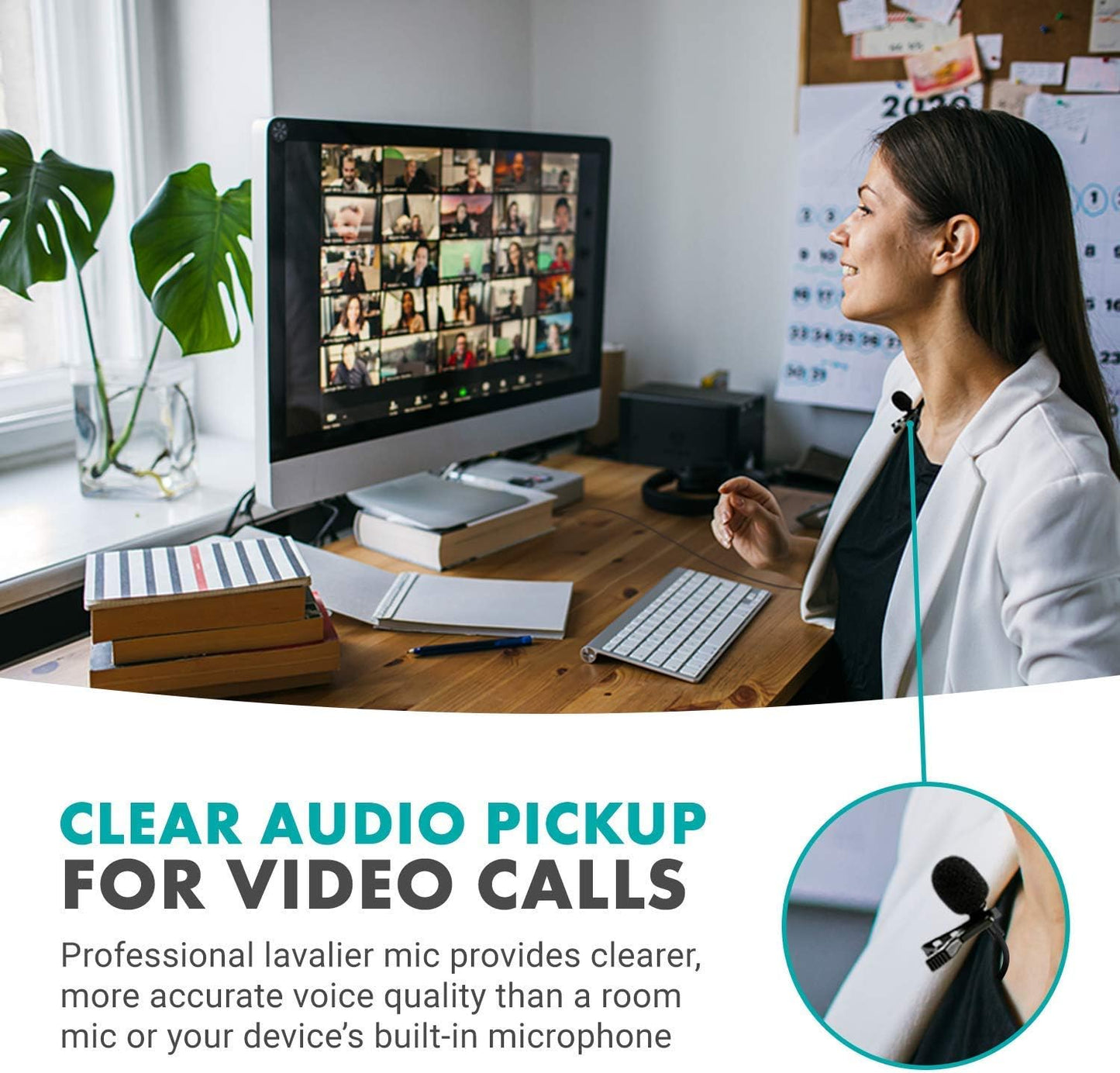 Movo LV1-USB Lavalier Microphone for Computer, Lapel Microphone for iPhone and Android Smartphones, Lav Mic, Clip on Microphone for 3.5mm, USB, Laptop, Desktop, PC, Mac, Cameras, Podcasting, YouTube