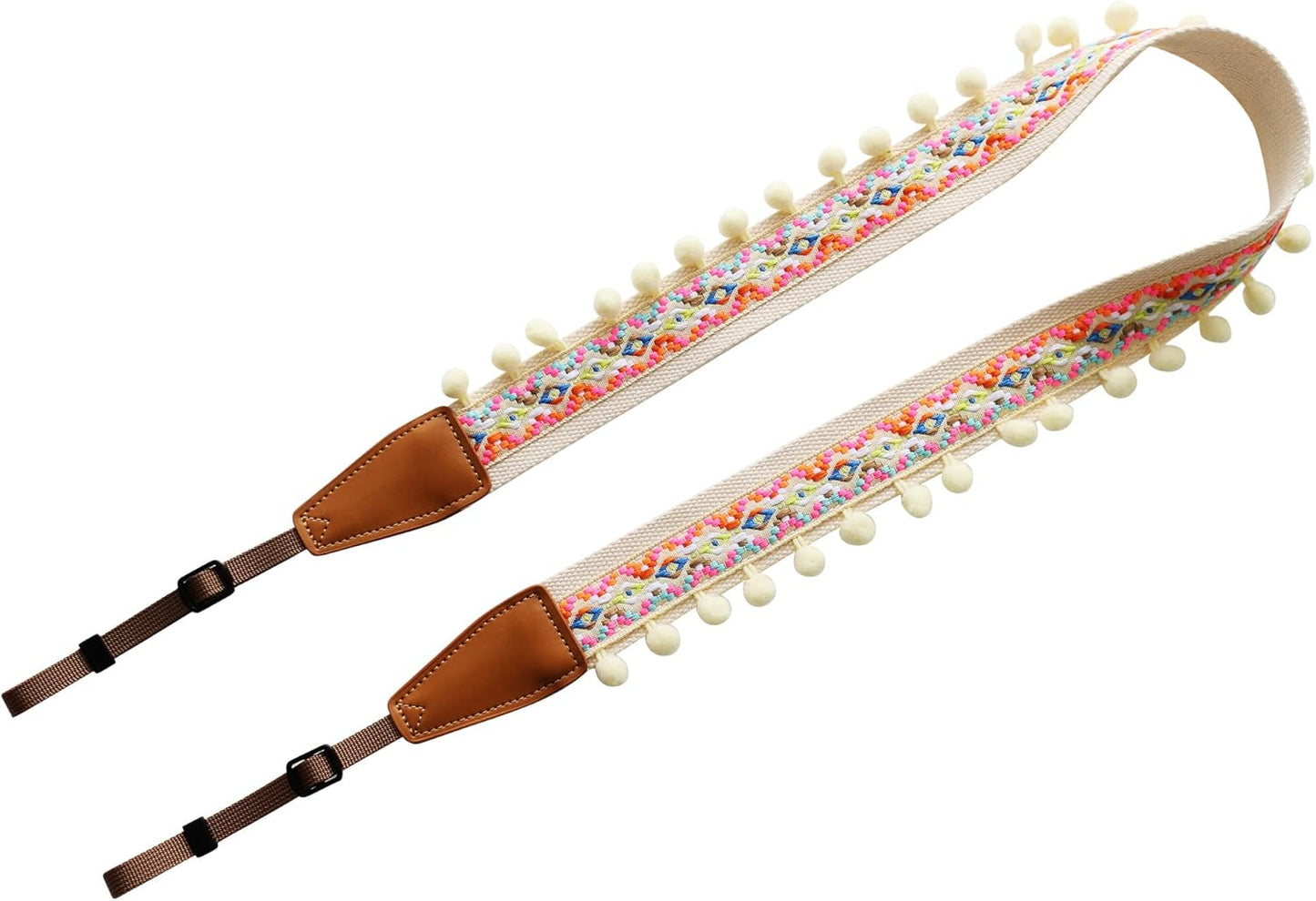 Original Design Personalized Adjustable Camera Strap Super Colorful & Cute Pompom Tassel, Fit for Canon Nikon Sony Olympus Interchangeable Lens Digital Camera/DSLR etc.