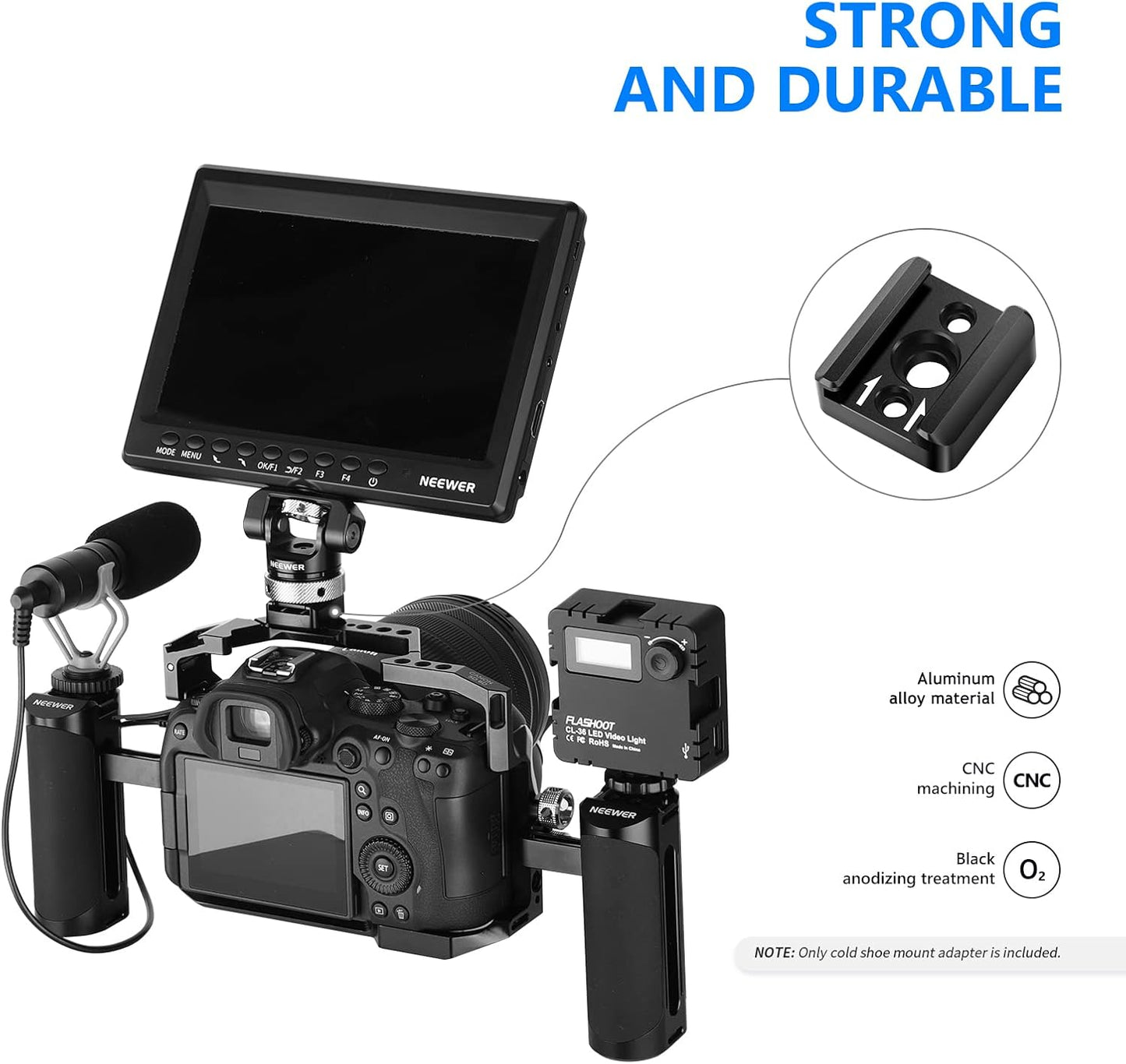 NEEWER 2 Pack Cold Shoe Mount Adapter, Cold Shoe Bracket with 1/4" Thread, Compatible with SmallRig DSLR Camera Cage Microphone LED Light Monitor and More, ST26