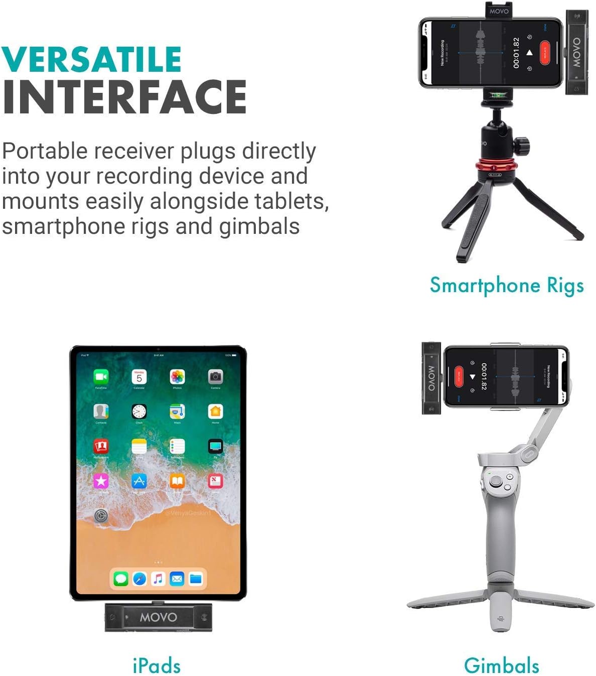 Movo Edge-DI-Duo Wireless Lavalier for iPhone - Perfect Compact Lav Mic for Smartphone Gimbal Stabilizer - Great for Vlogging, Filming, Teachers, and More - Compatible with DJI Osmo OM 4, 5