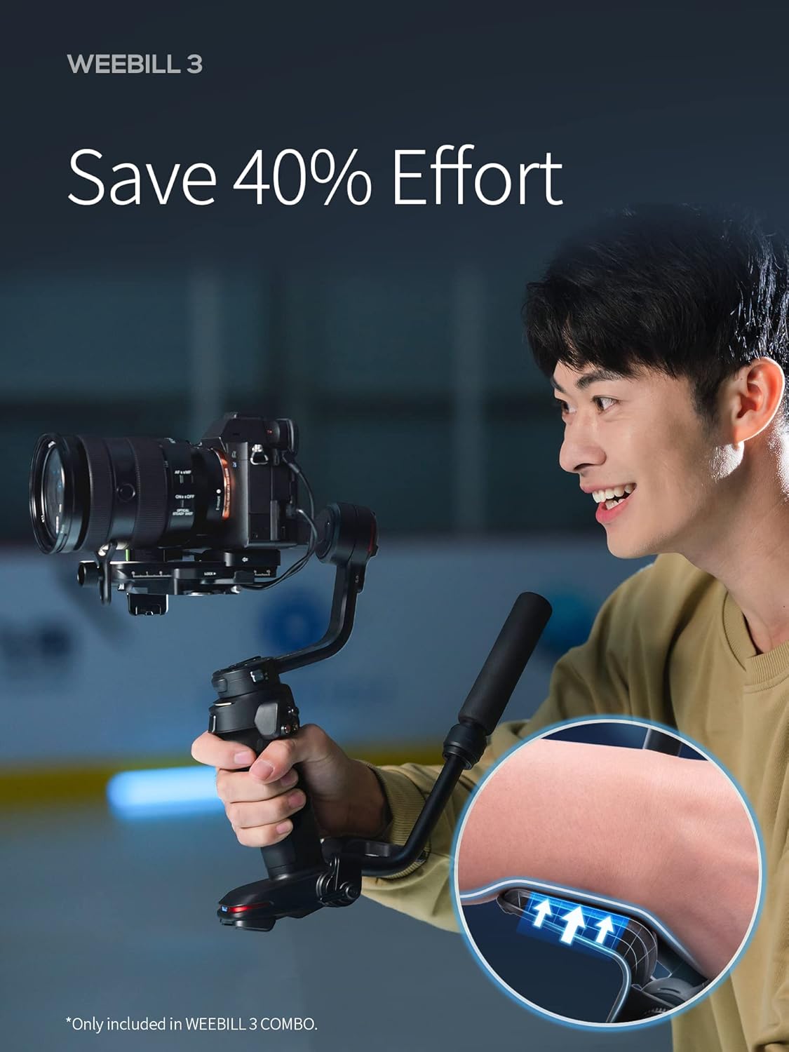 ZHIYUN Weebill 3 Combo, Gimbal Stabilizer for DSLR and Mirrorless Camera, Nikon Sony Panasonic Canon Fujifilm BMPCC 6K, Extendable Sling Grip, Wrist Rest, Fill Light & Mic Integration, PD Fast Charge