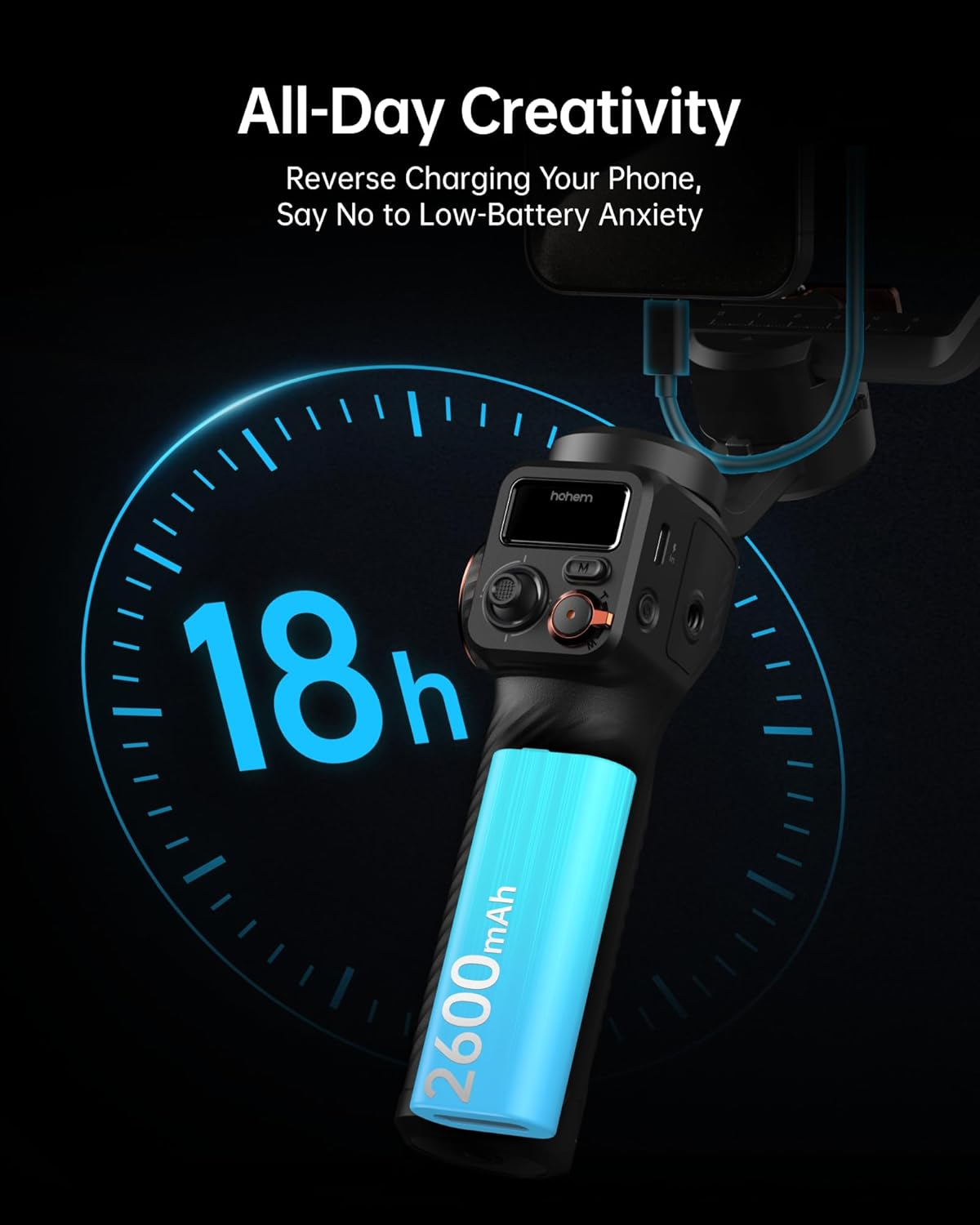 Hohem iSteady M6 Kit Smartphone Gimbal Stabilizer, Magnetic AI Tracking Sensor Fill Light, OLED Display, 3-Axis Phone Gimbal for iPhone Android, Phone Stabilizer for Video Recording, YouTube TikTok