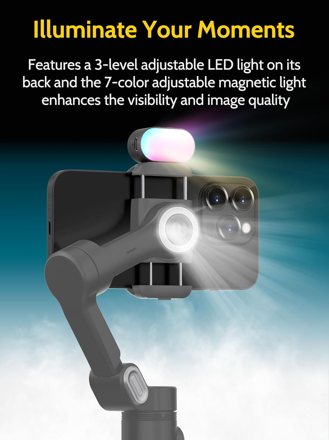Handheld Gimbal Stabilizer for iPhone 15/14 Android Phone 3-axis Phone Stabilizer for Video Recording Vlogging, Smartphone Gimbal w/RGB Light,AI Tracking for TikTok YouTube(Smart X Kit Black)