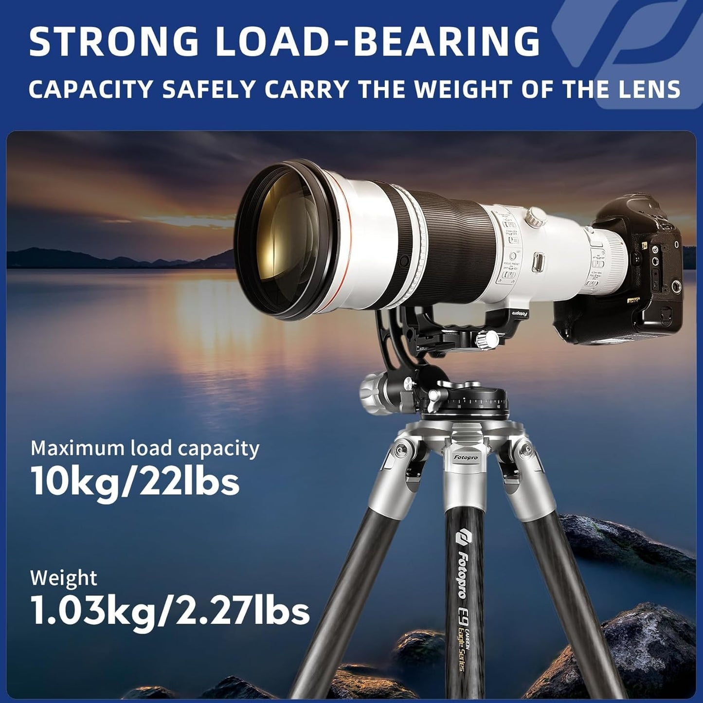 Fotopro E-6H Gimbal Head,Professional Tripod Head, Large Lens Head,Wildlife Photography Head, Sports Photography Head, Astrophotography Head